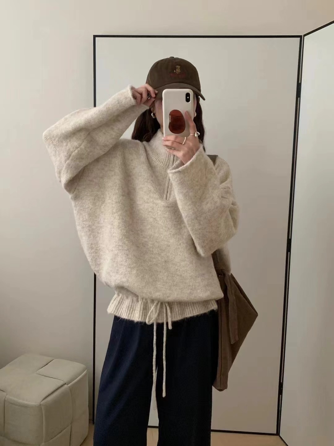 バックロゴハーフジップハイネックドロストニット | 詳細画像5