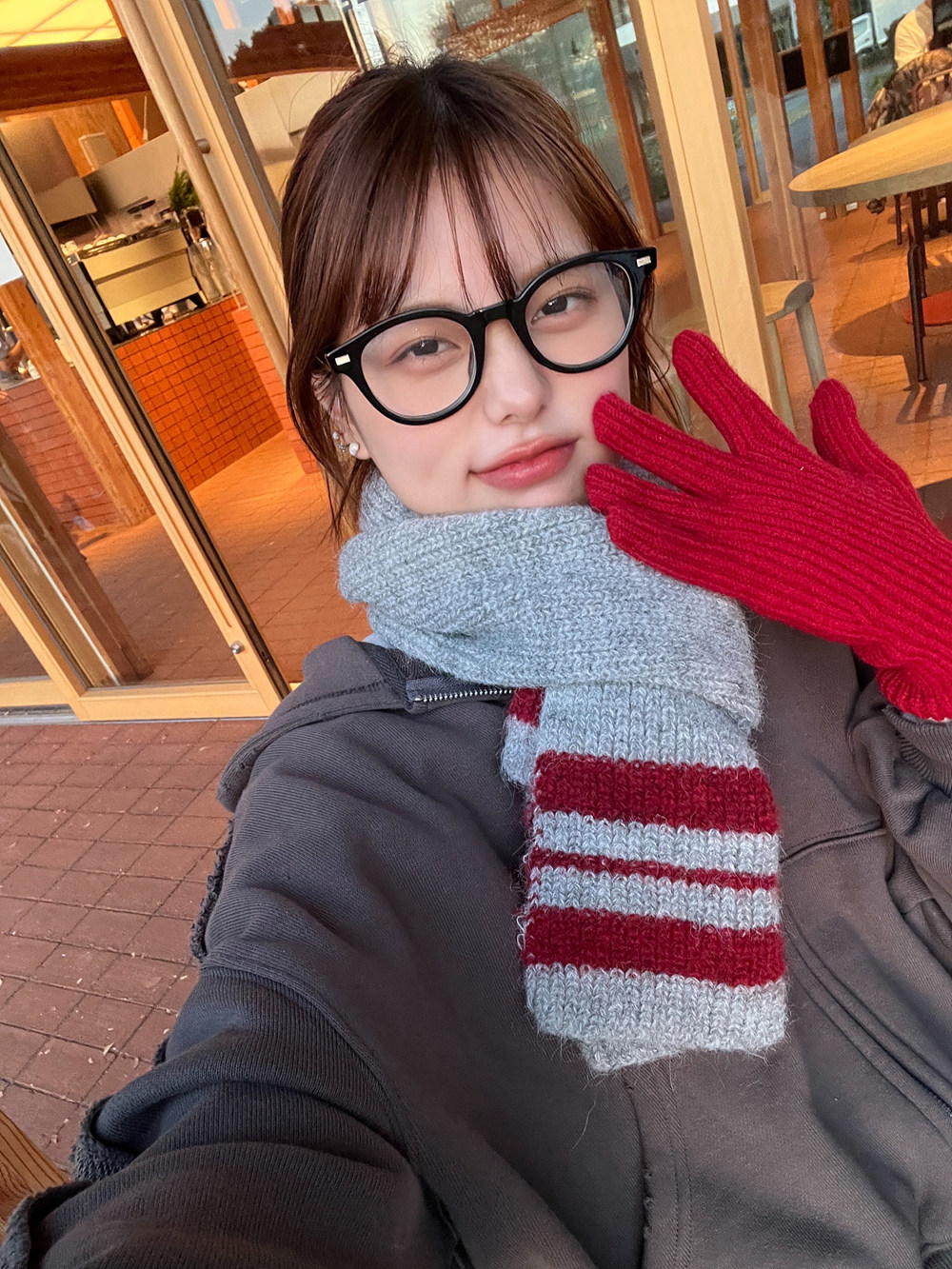 *スマホ対応*ラベル配色リブニット手袋 | 詳細画像2