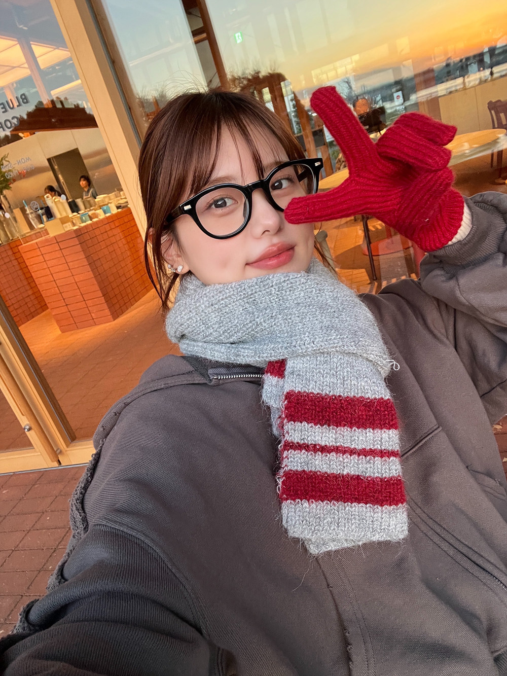 *スマホ対応*ラベル配色リブニット手袋 | 詳細画像7