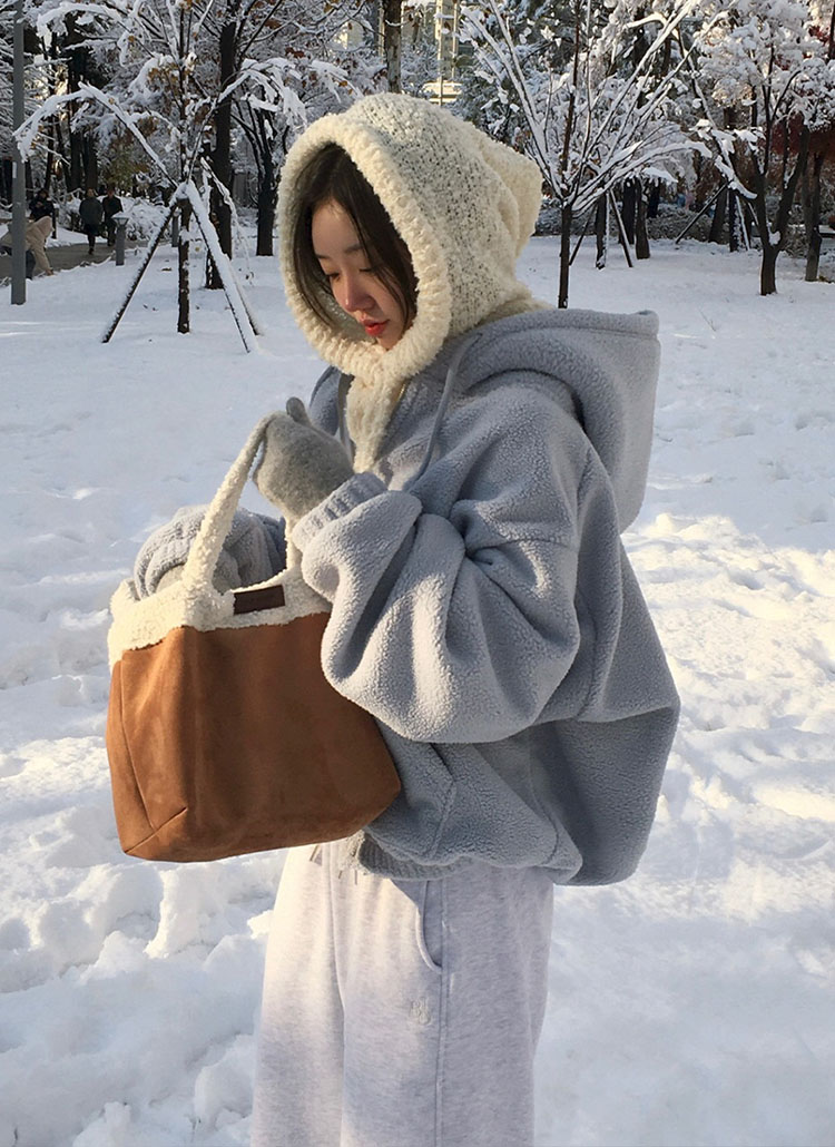 beidelli made]フリースダブルジップマフポケットフードジャンパー