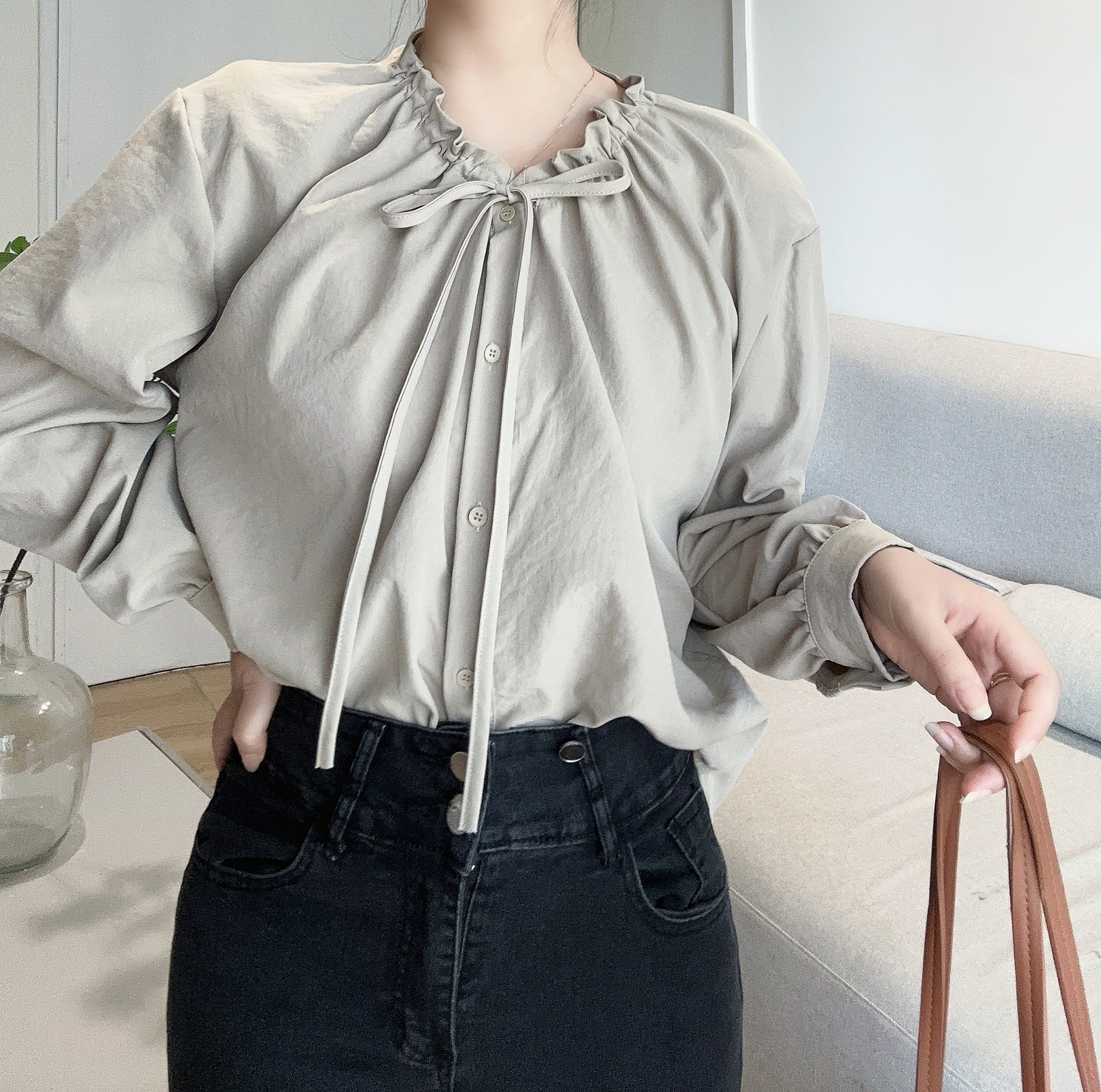 ドロストリボンネックボタンブラウス | 詳細画像17