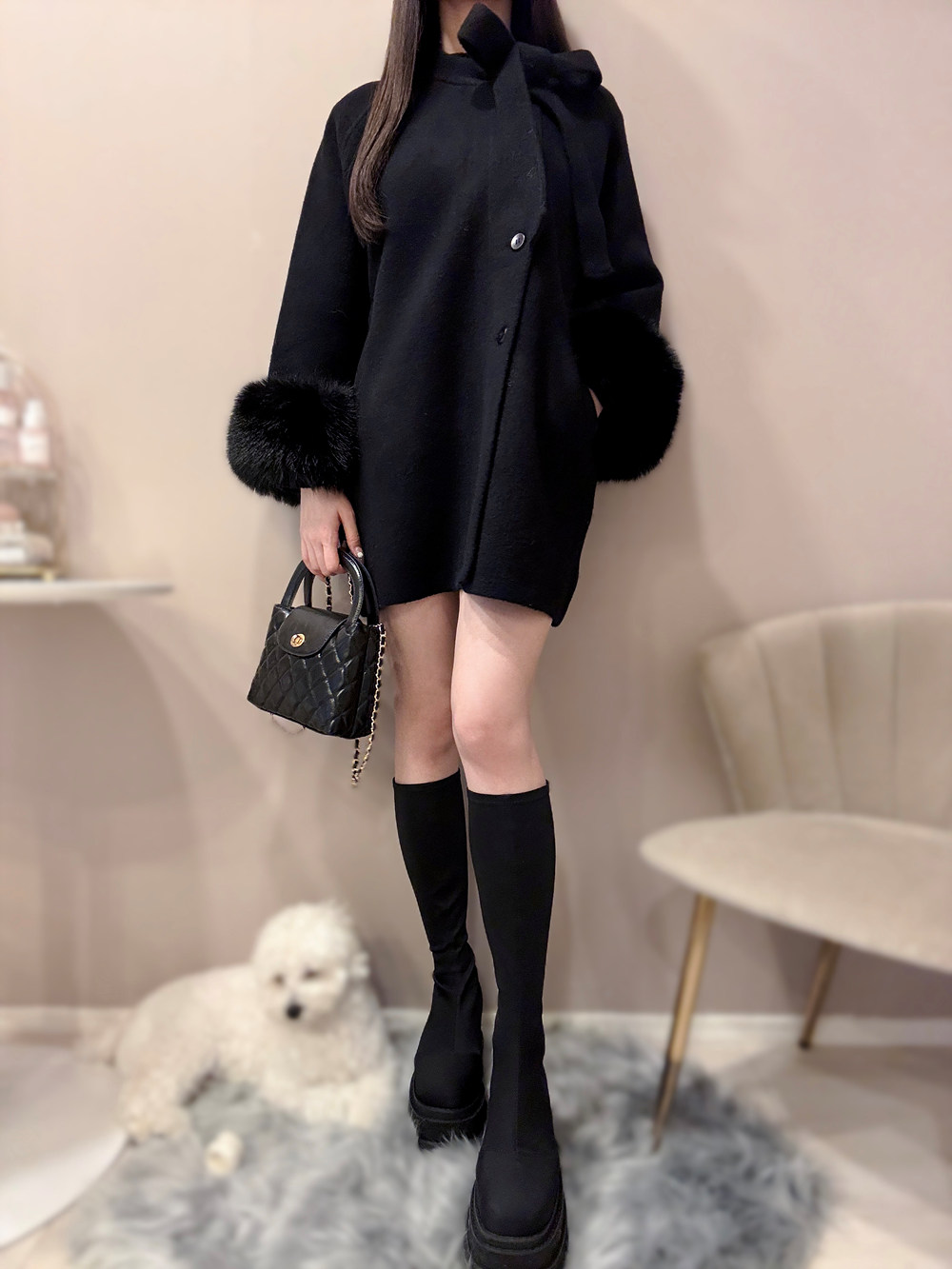 エコファー付リボンネックハーフコート | 詳細画像4