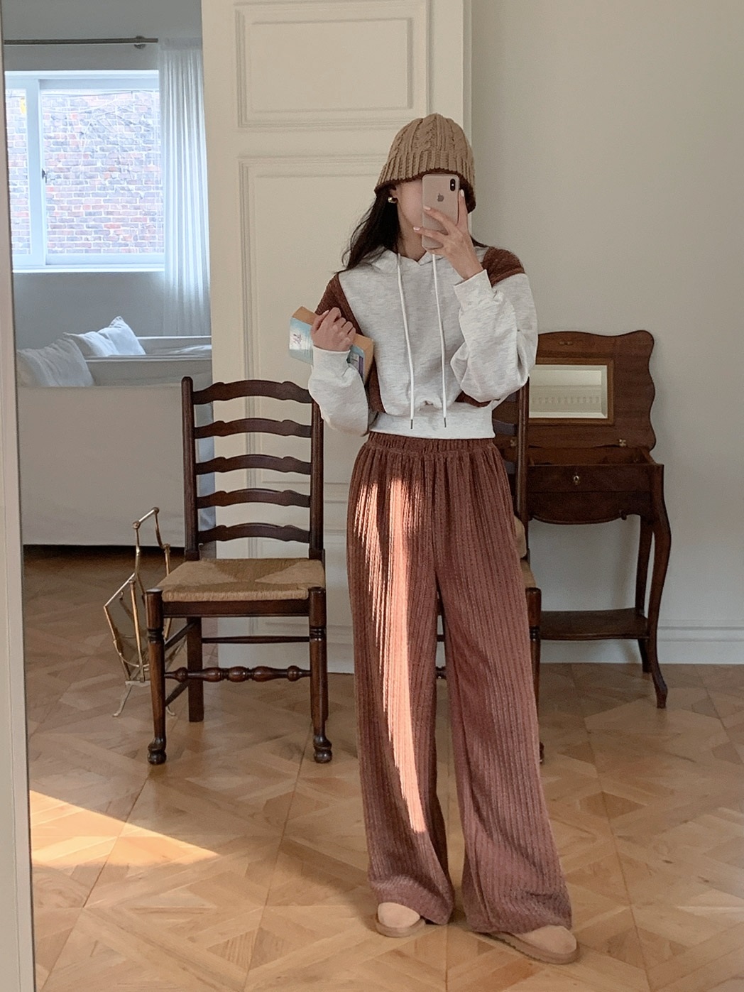 裏起毛リブ配色パーカー&ワイドパンツSET | 詳細画像6