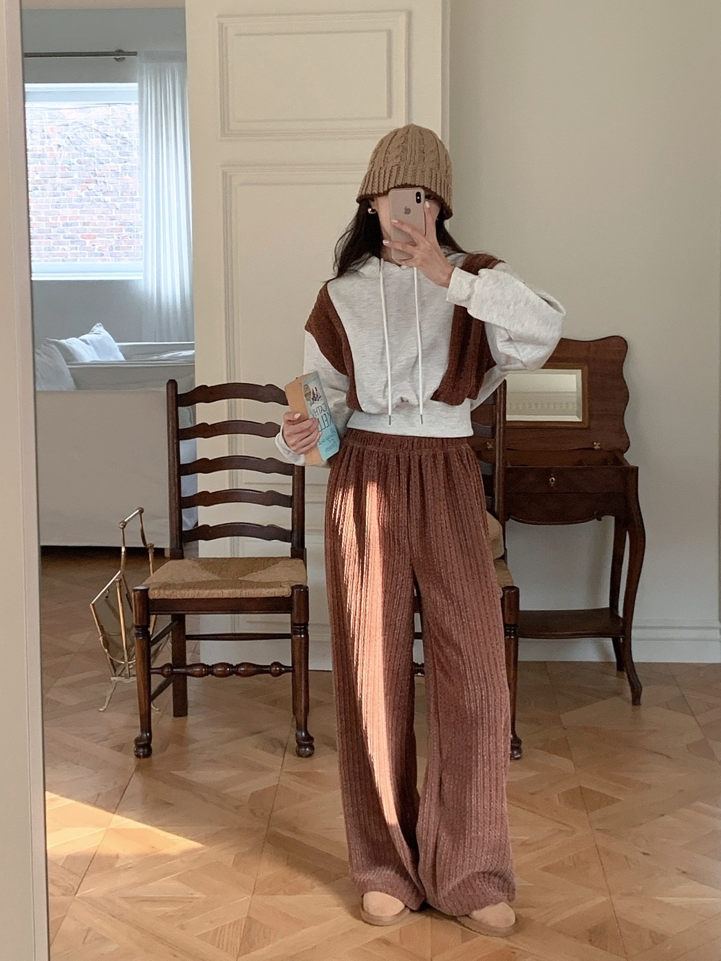 裏起毛リブ配色パーカー&ワイドパンツSET | 詳細画像7