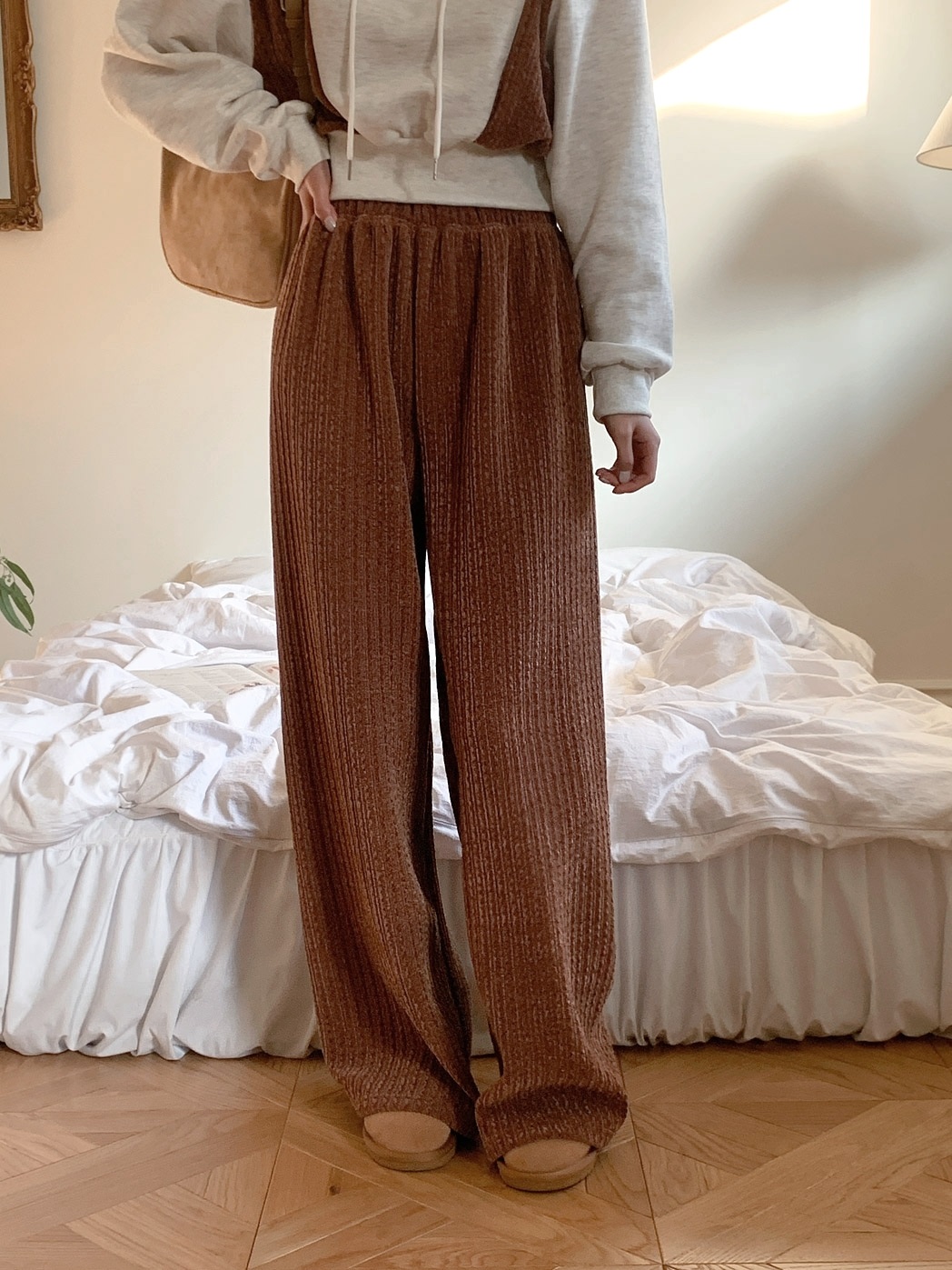 裏起毛リブ配色パーカー&ワイドパンツSET | 詳細画像9