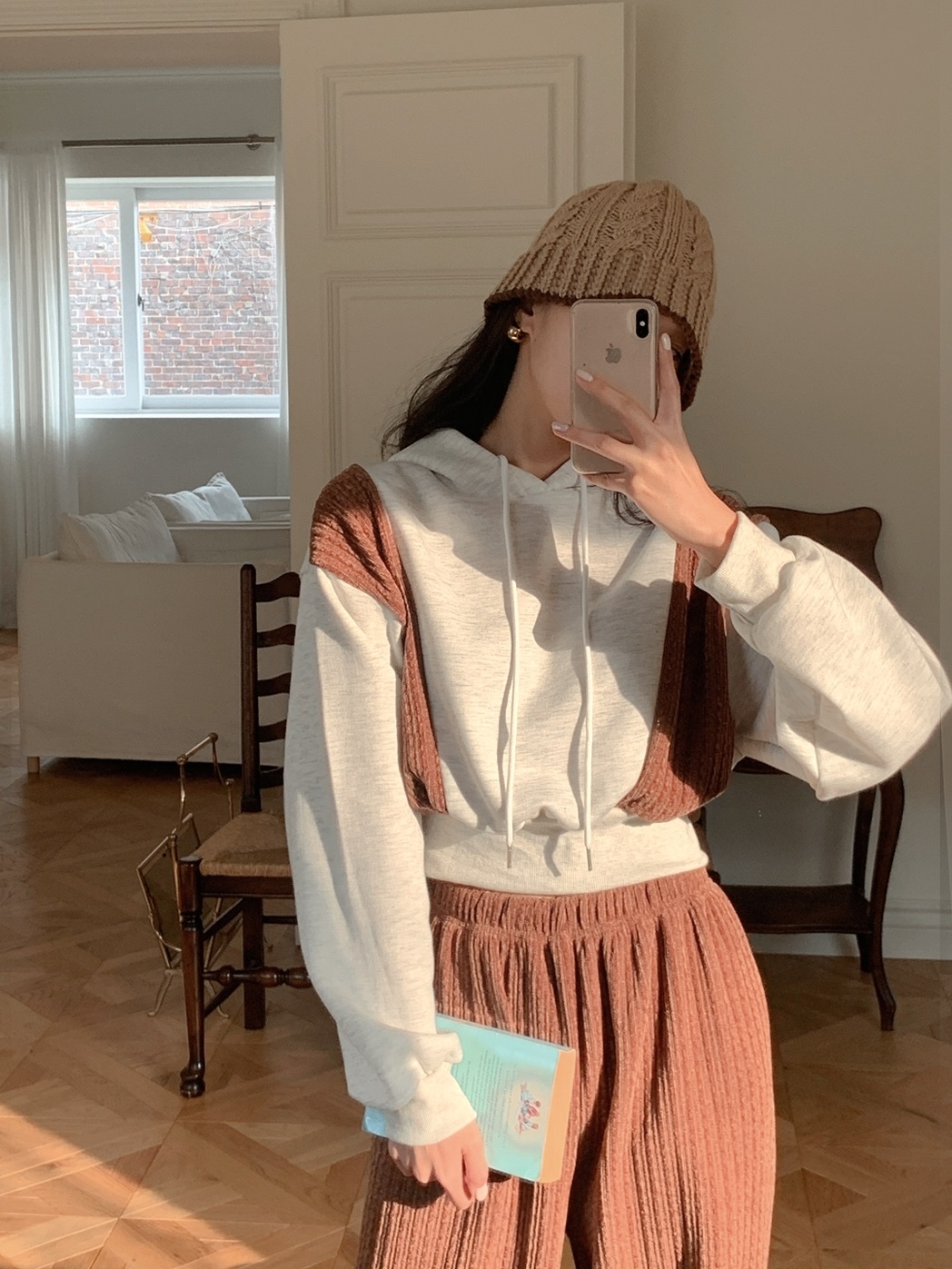 裏起毛リブ配色パーカー&ワイドパンツSET | 詳細画像10