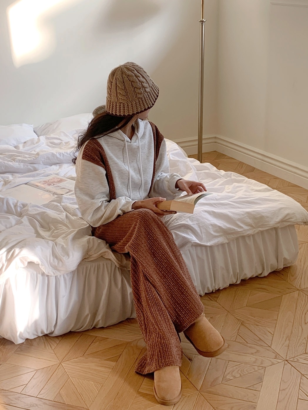 裏起毛リブ配色パーカー&ワイドパンツSET | 詳細画像11