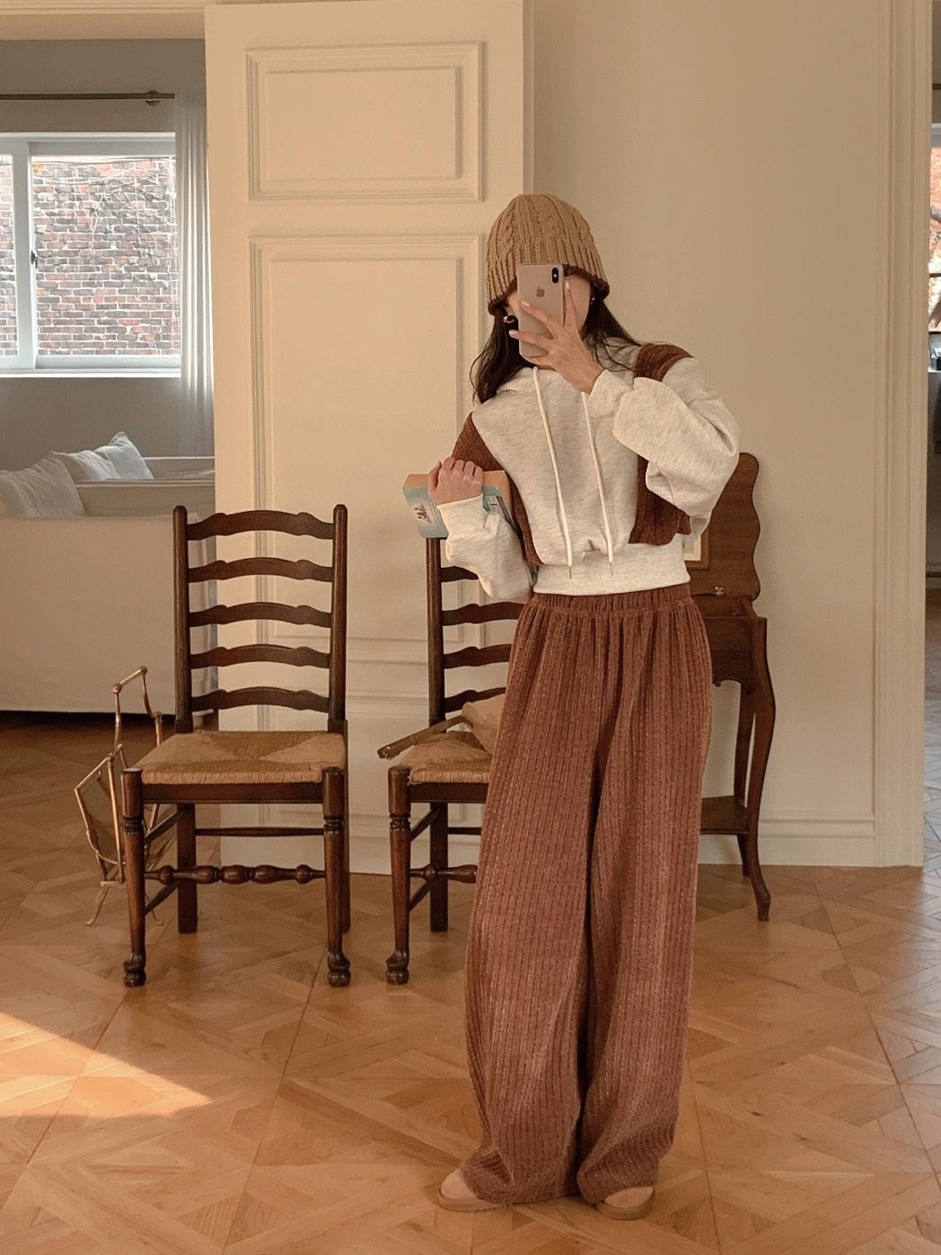 裏起毛リブ配色パーカー&ワイドパンツSET | 詳細画像14