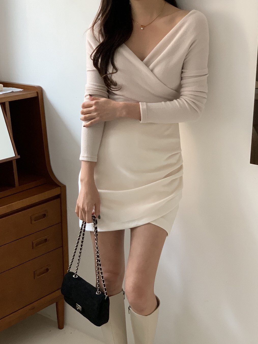 2WAY両起毛カシュクールVネックTシャツ | 詳細画像2