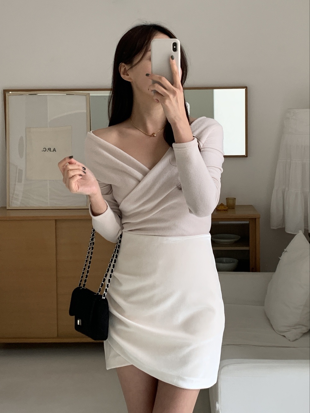 2WAY両起毛カシュクールVネックTシャツ | 詳細画像3