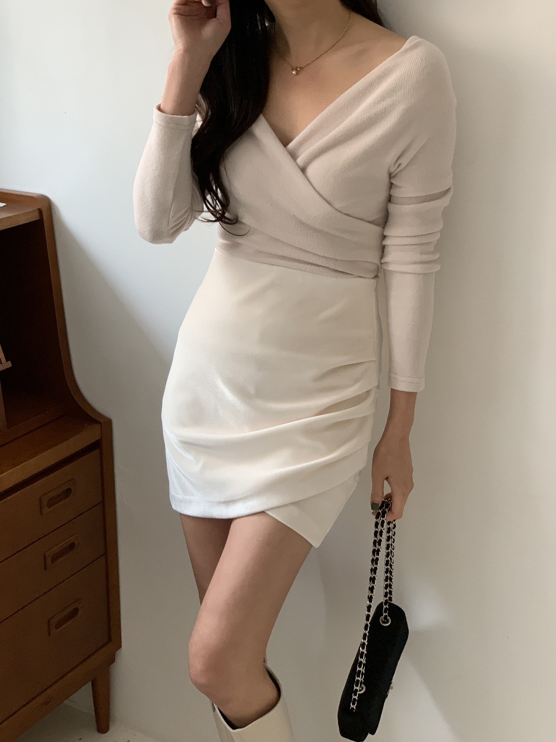 2WAY両起毛カシュクールVネックTシャツ | 詳細画像4