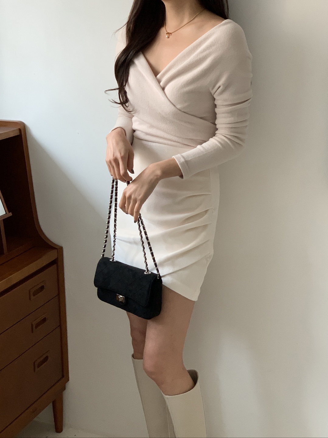 2WAY両起毛カシュクールVネックTシャツ | 詳細画像5