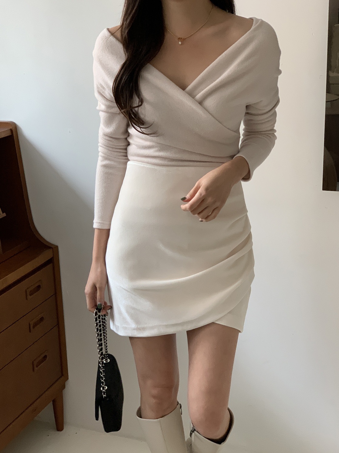 2WAY両起毛カシュクールVネックTシャツ | 詳細画像6