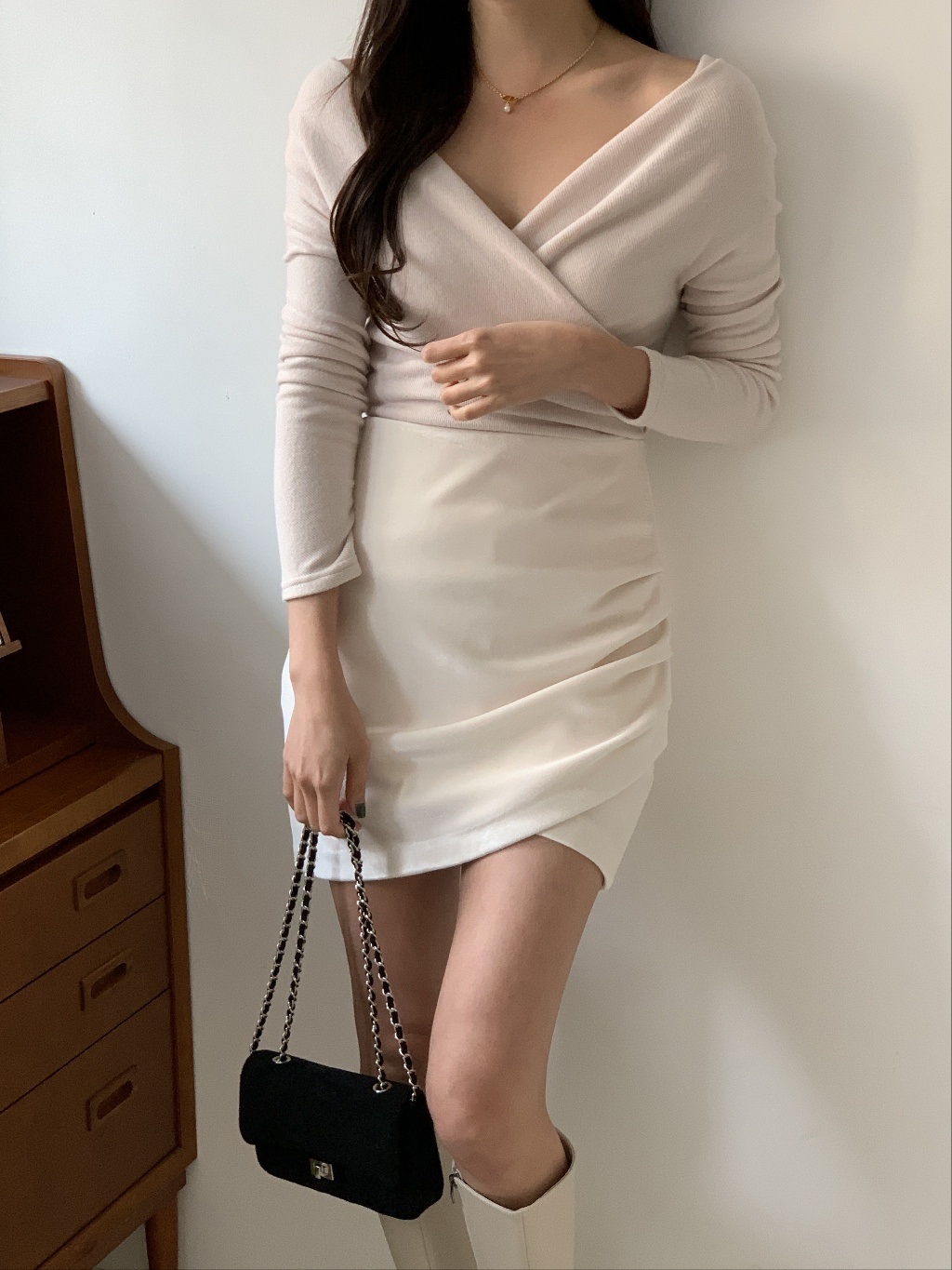 2WAY両起毛カシュクールVネックTシャツ | 詳細画像7