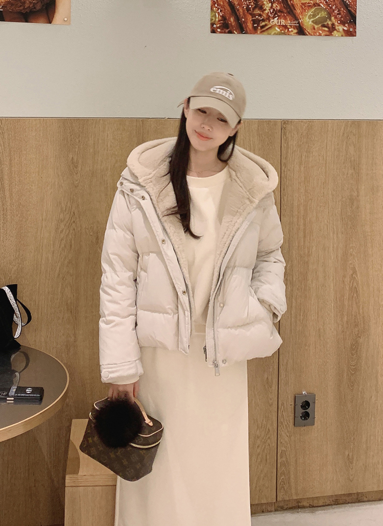 ム―ト風フードドッキングダウンジャンパー | レディースファッション