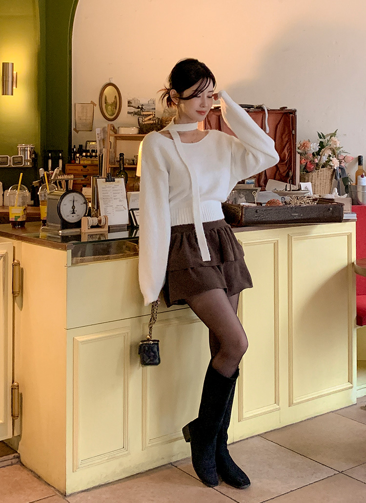 ダブルフリルニットミニスカート | レディースファッション通販 - DHOLIC