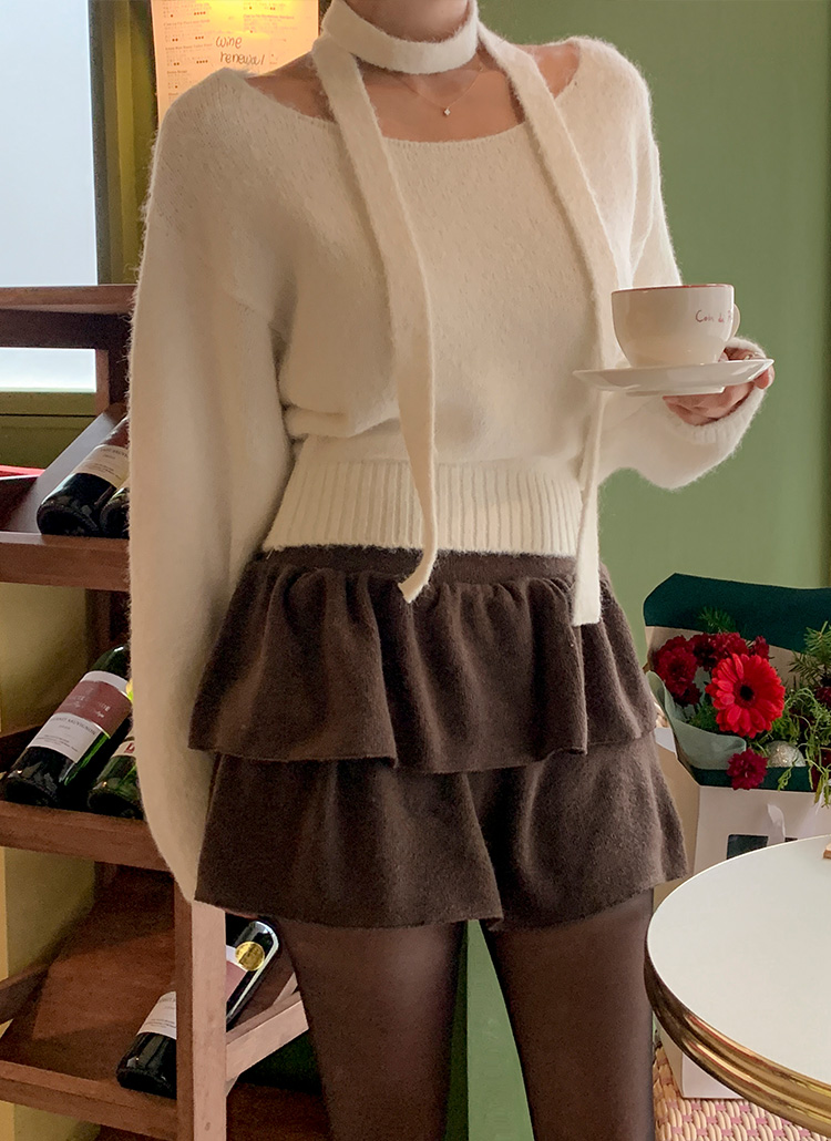 ダブルフリルニットミニスカート | レディースファッション通販 - DHOLIC