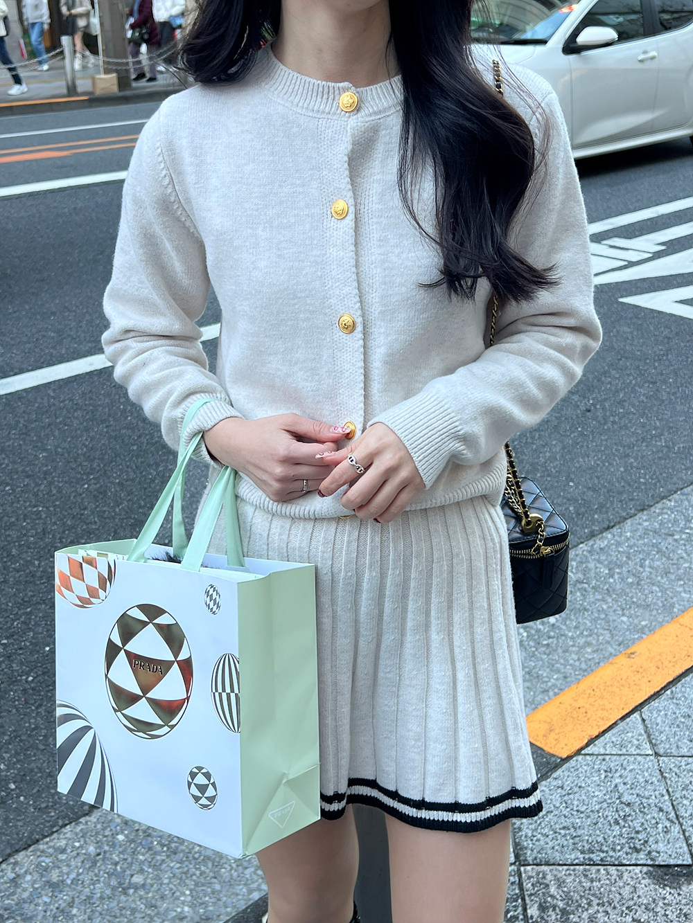 新品】PRADA ウエストロゴニットプリーツスカート Prada プリーツ