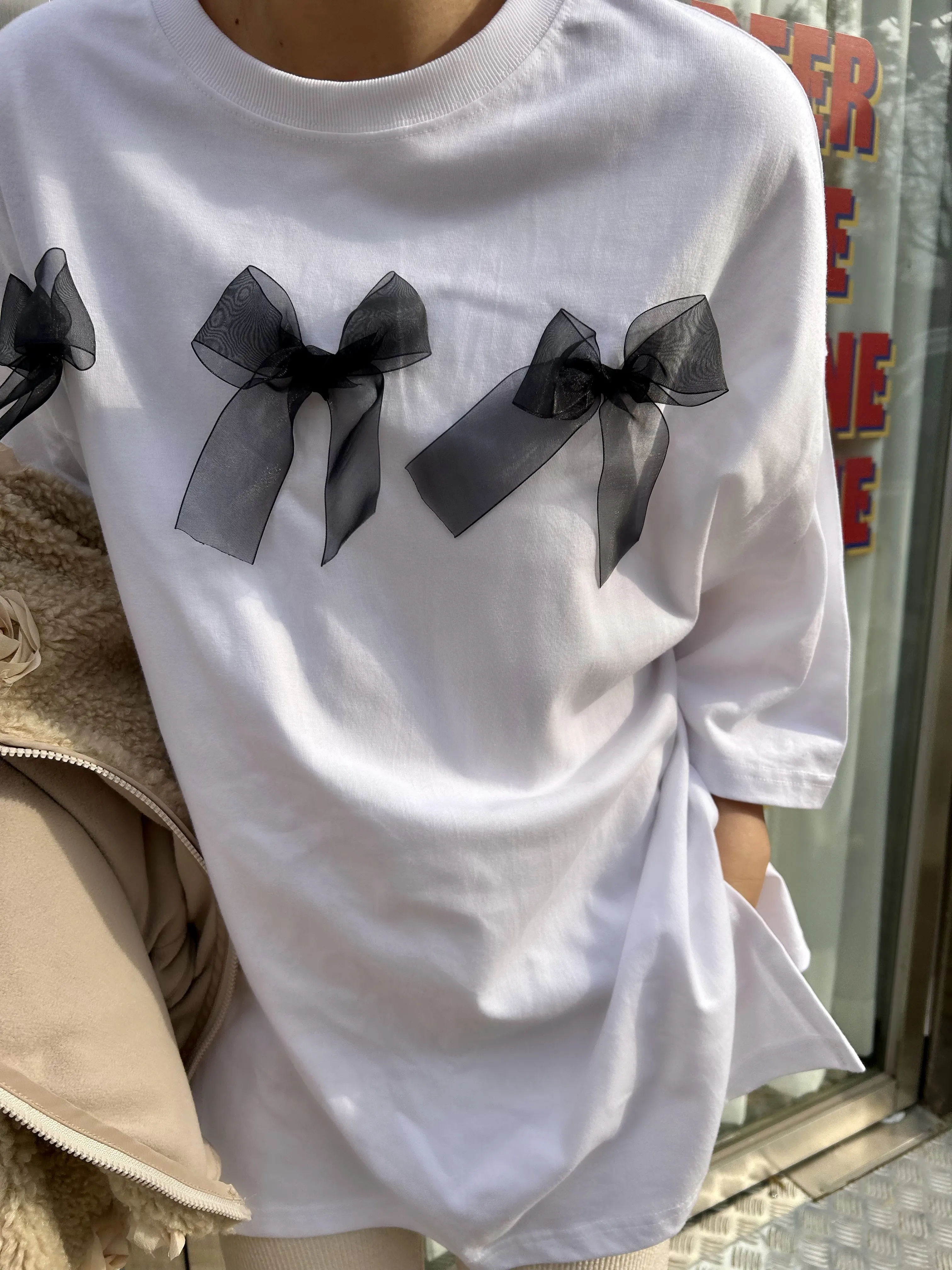 シフォンリボンスリットボクシーTシャツ | 詳細画像1