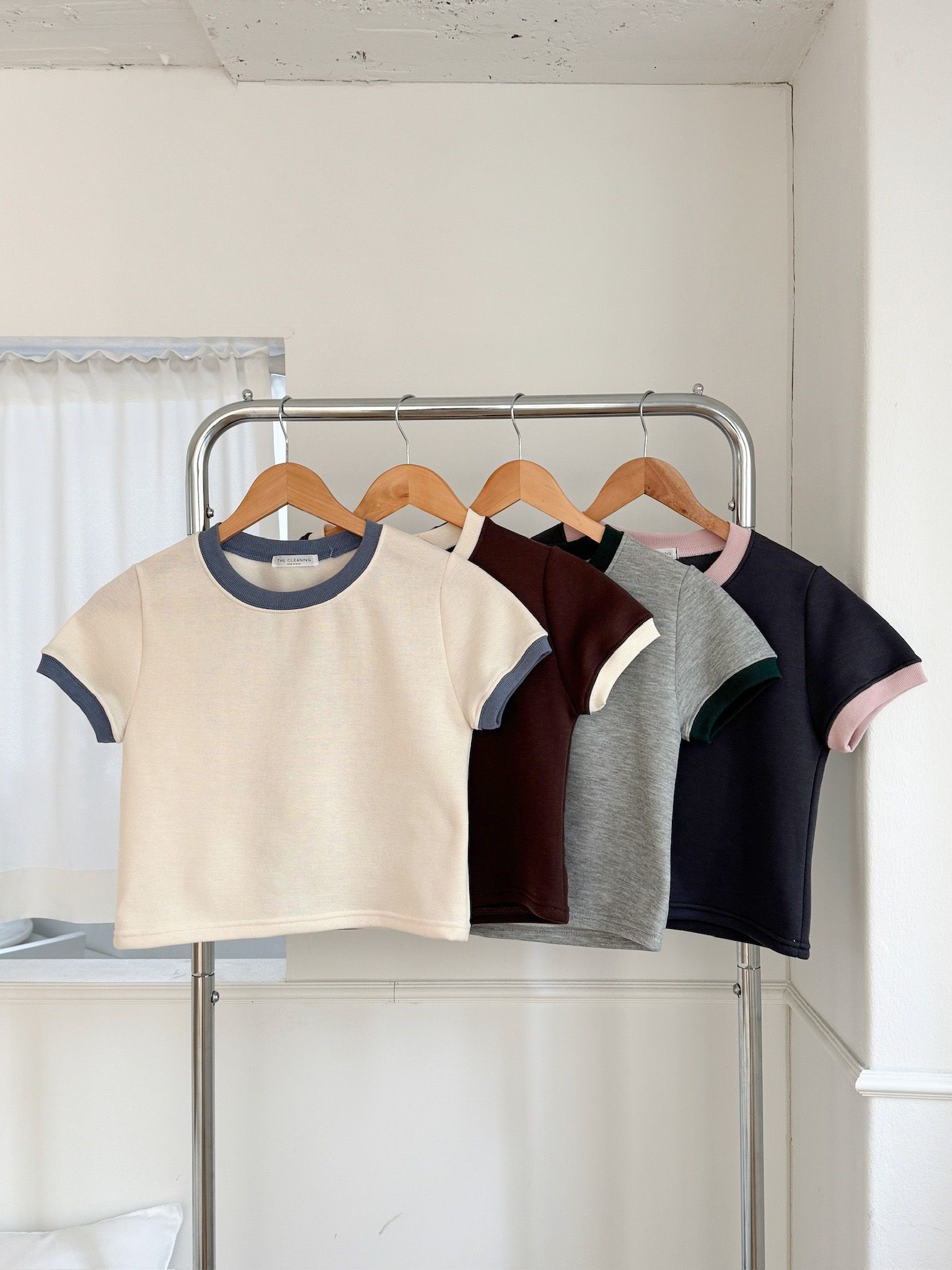 裏起毛配色クロップド半袖Tシャツ | 詳細画像2