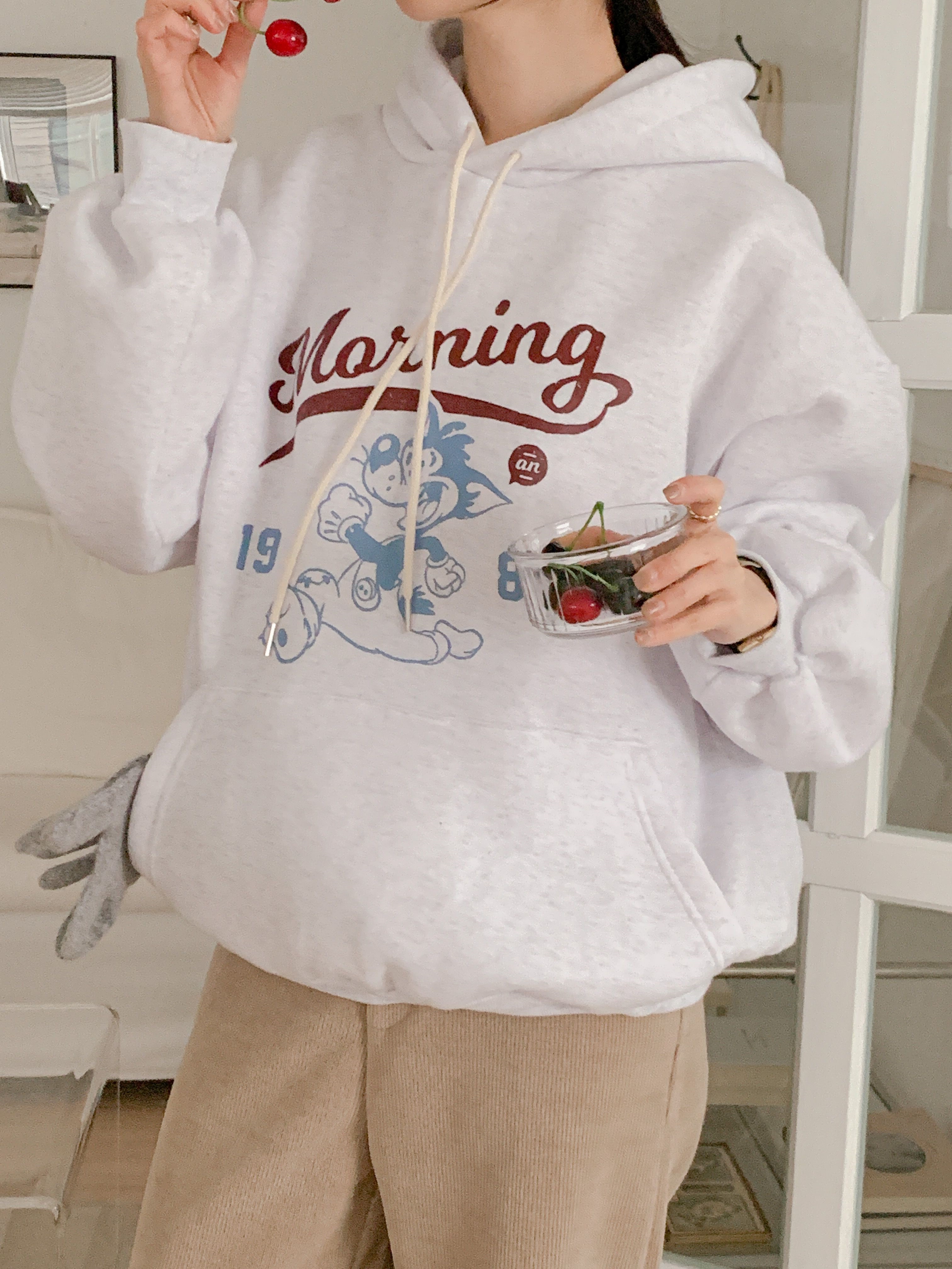裏起毛Morningプリントマフポケットパーカー | 詳細画像7