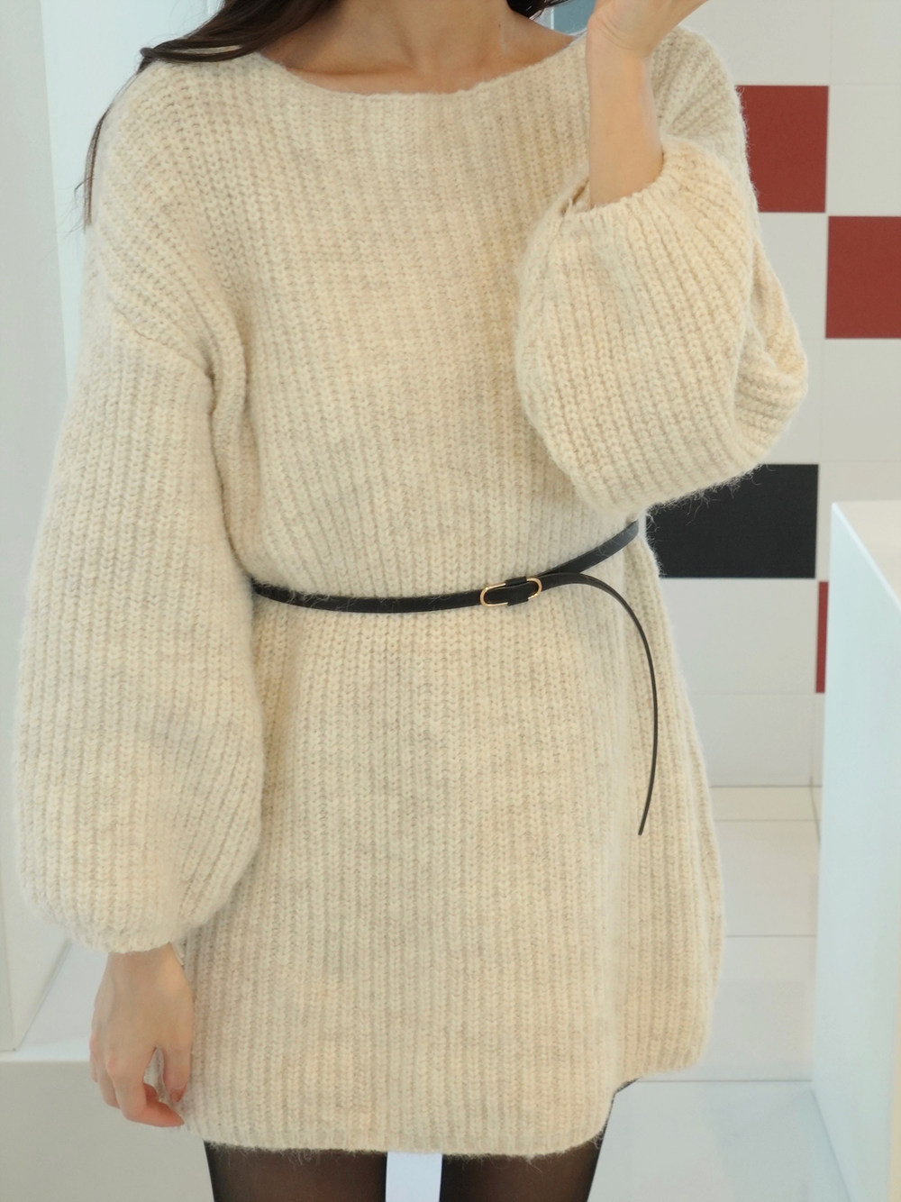【PATOU】 テリークロス ミニワンピース ベルト付き ベルト付2WAYルーズニットミニワンピース | レディース
