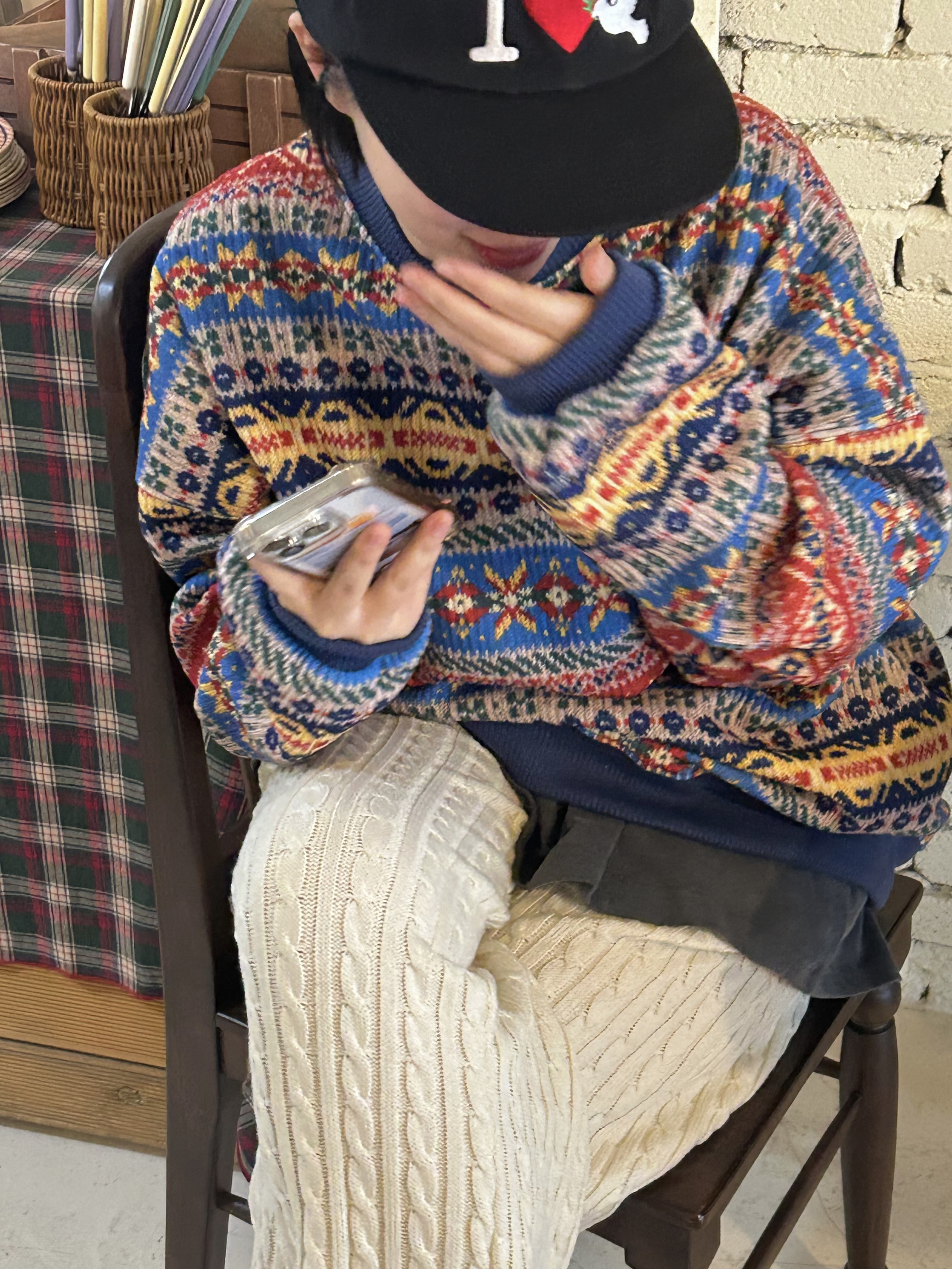 エスニックボーダーボクシーリブスウェット | 詳細画像3