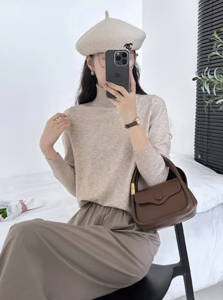 ウール混タートルネック長袖ニット | 詳細画像1