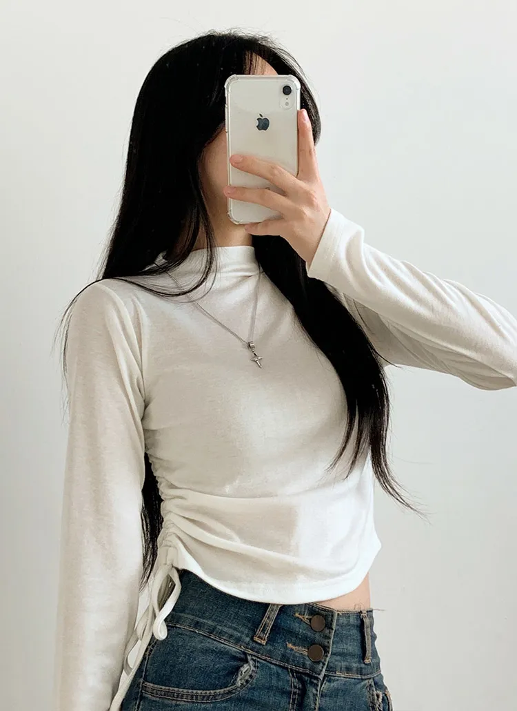シャーリングモックネックTシャツ | 詳細画像1