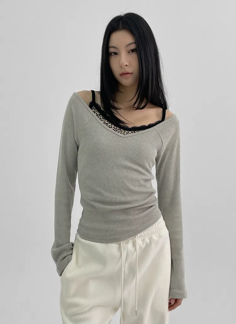 ワイドVネックオフショルTシャツ | blackup | 詳細画像1