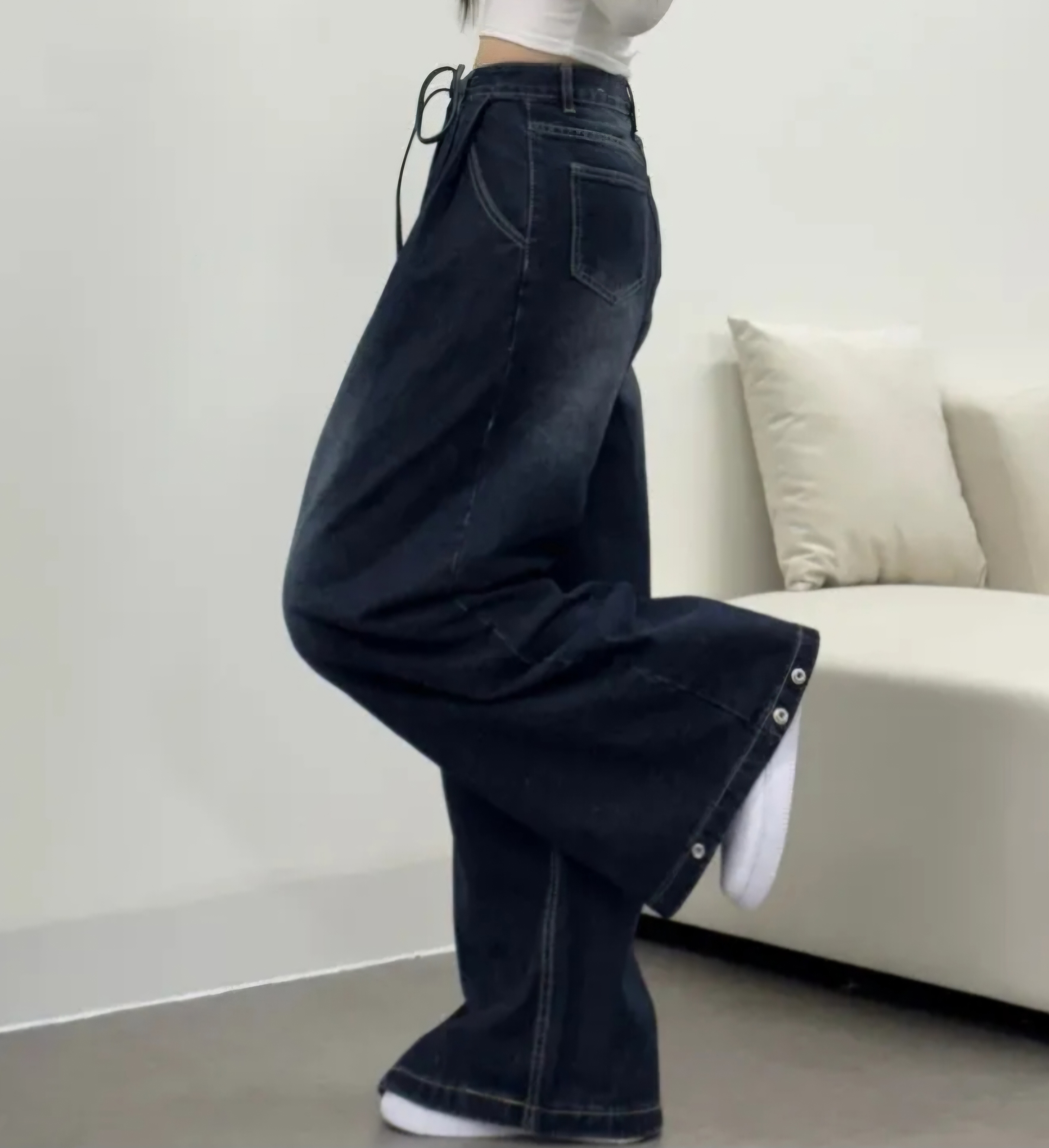3TYPEドロストボタンヘムタックデニムパンツ | 詳細画像7