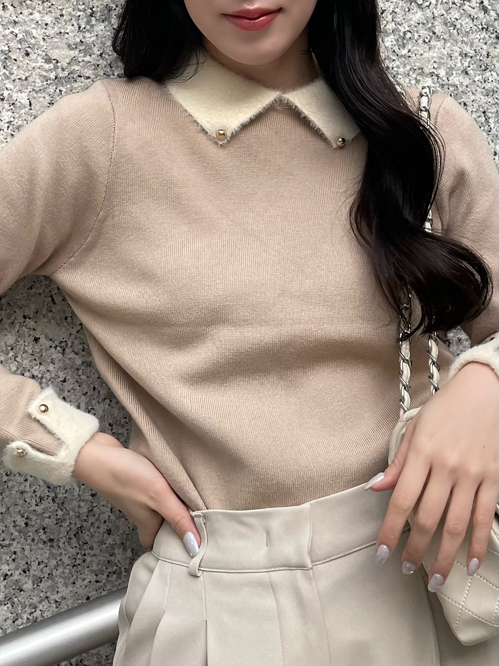 配色カラーファータッチニット | 詳細画像2