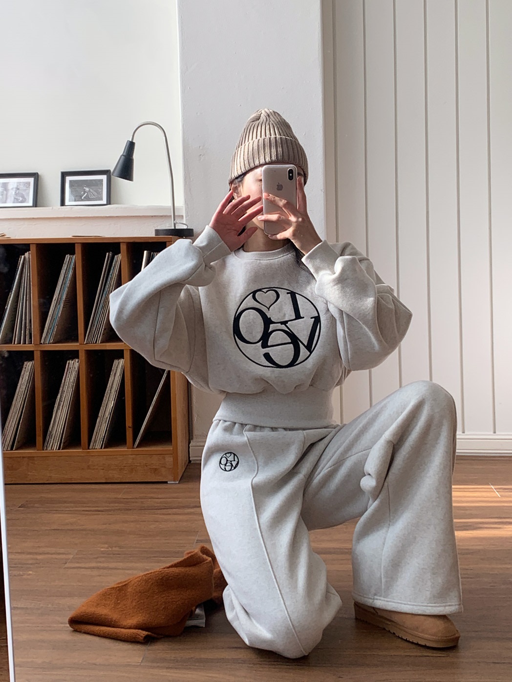 裏起毛Loveハート刺繍スウェット&ワイドパンツSET | 詳細画像2