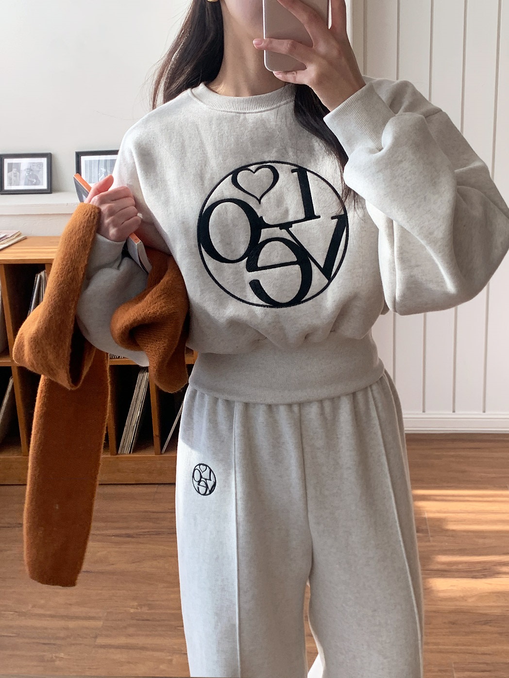 裏起毛Loveハート刺繍スウェット&ワイドパンツSET | 詳細画像3