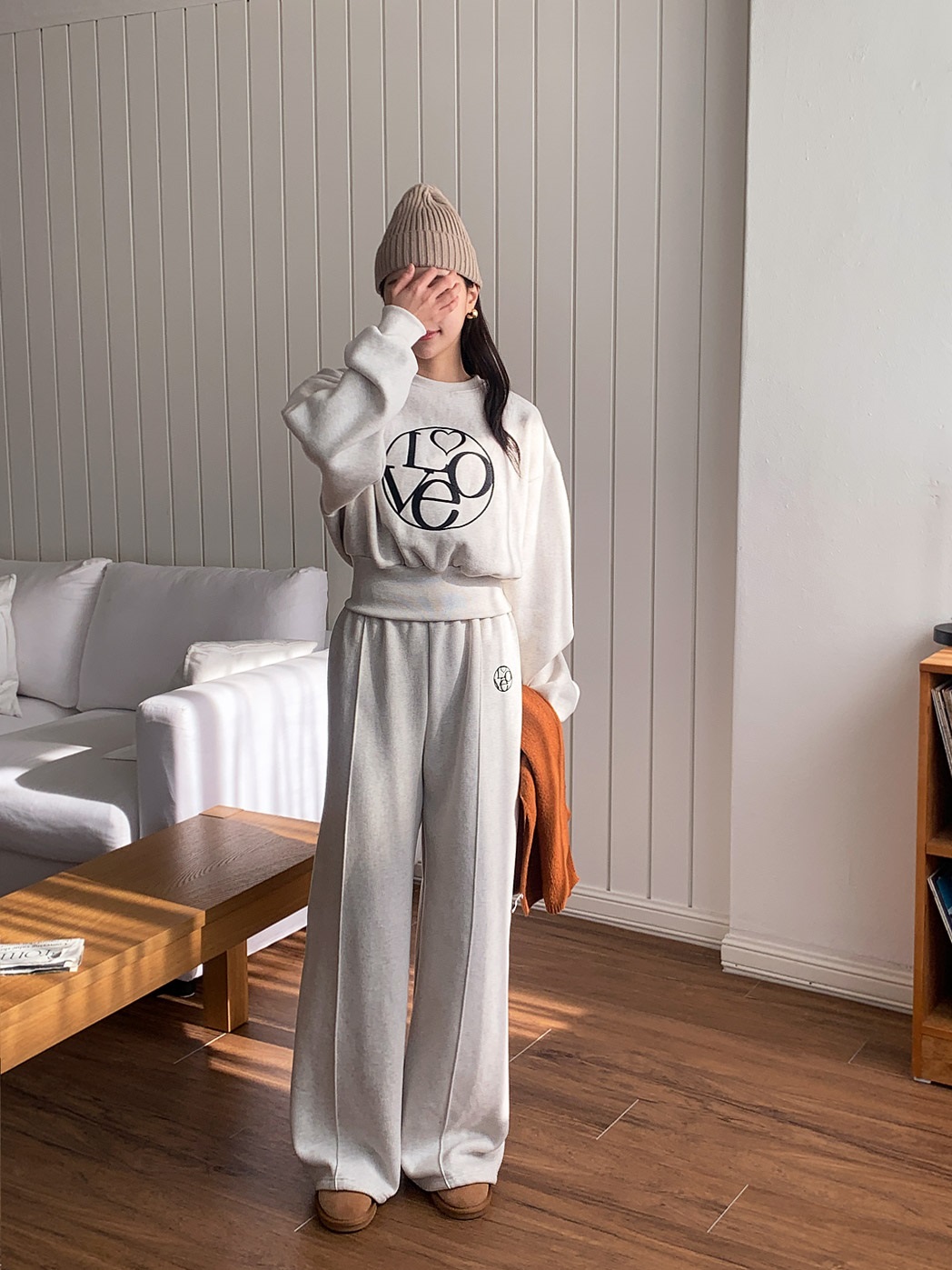 裏起毛Loveハート刺繍スウェット&ワイドパンツSET | 詳細画像12