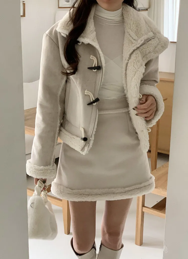 2WAYトグルボタンムートン調ジャケット | 詳細画像1