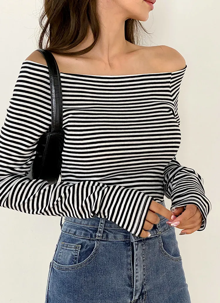 オフショルダーボーダーTシャツ | 詳細画像1
