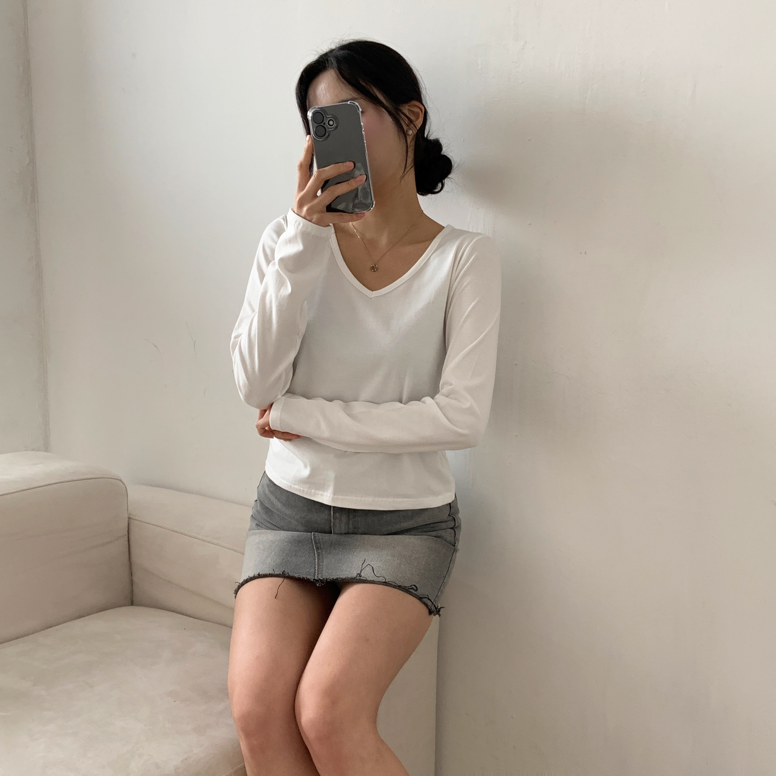 モダール混Vネック長袖Tシャツ | 詳細画像16