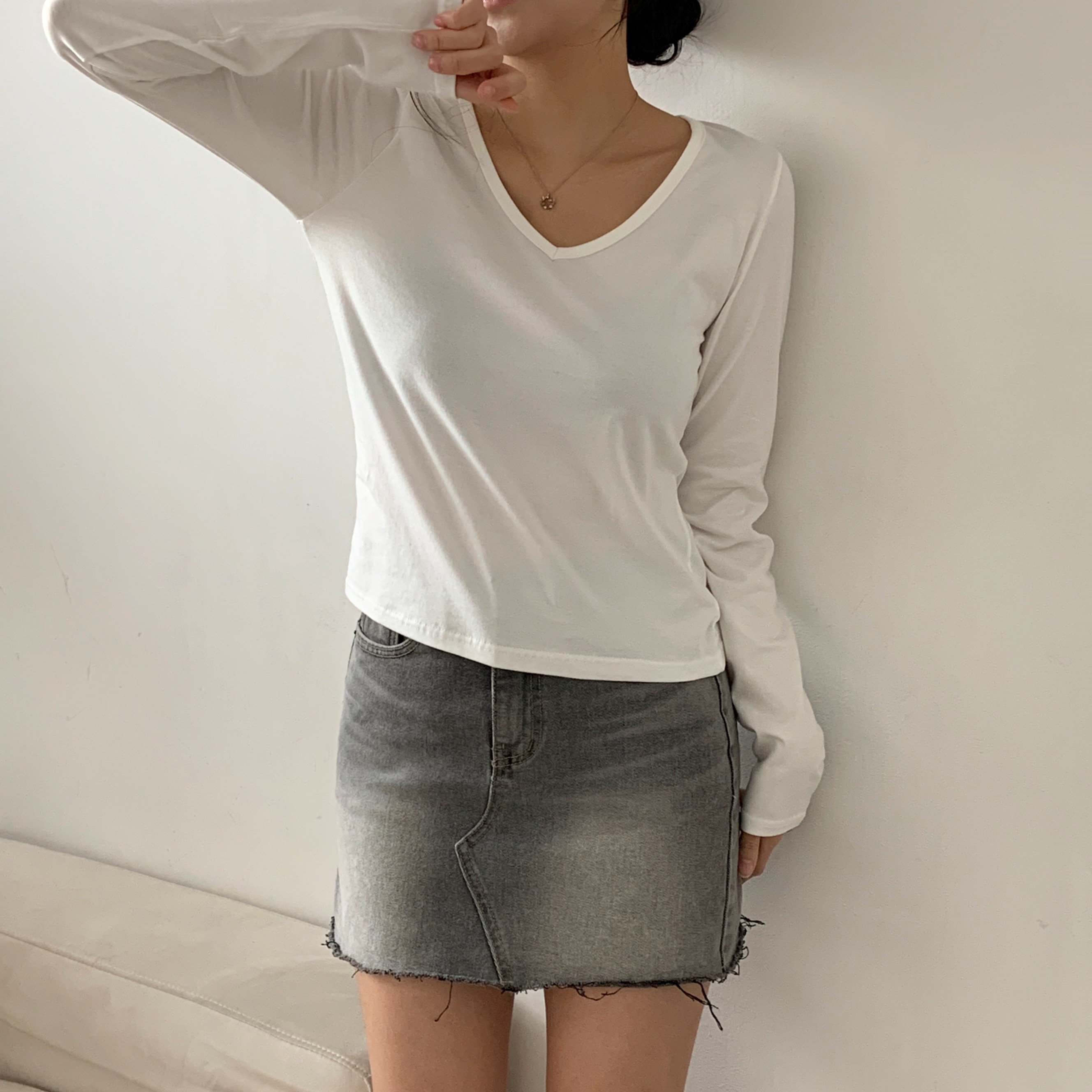 モダール混Vネック長袖Tシャツ | 詳細画像20