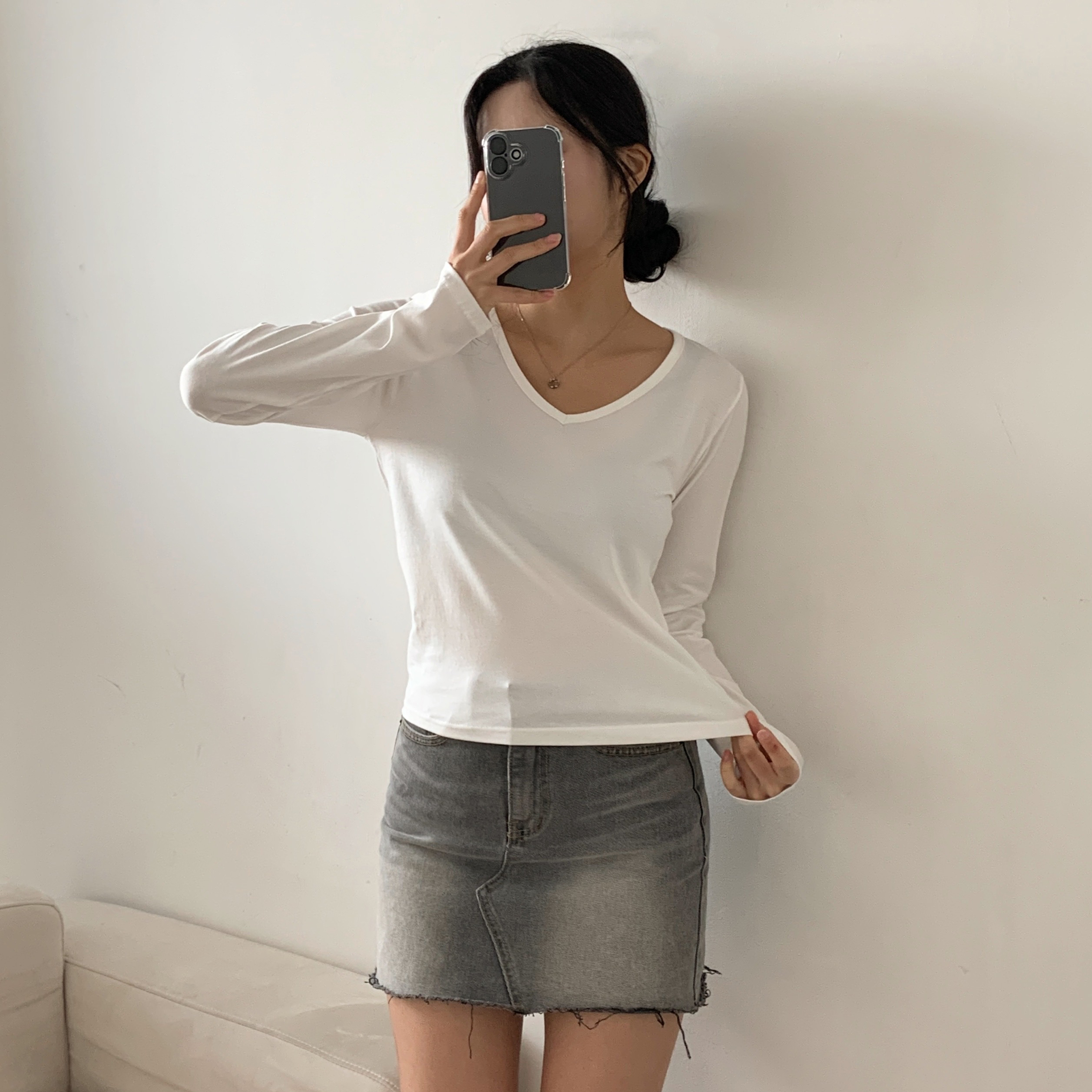 モダール混Vネック長袖Tシャツ | 詳細画像14