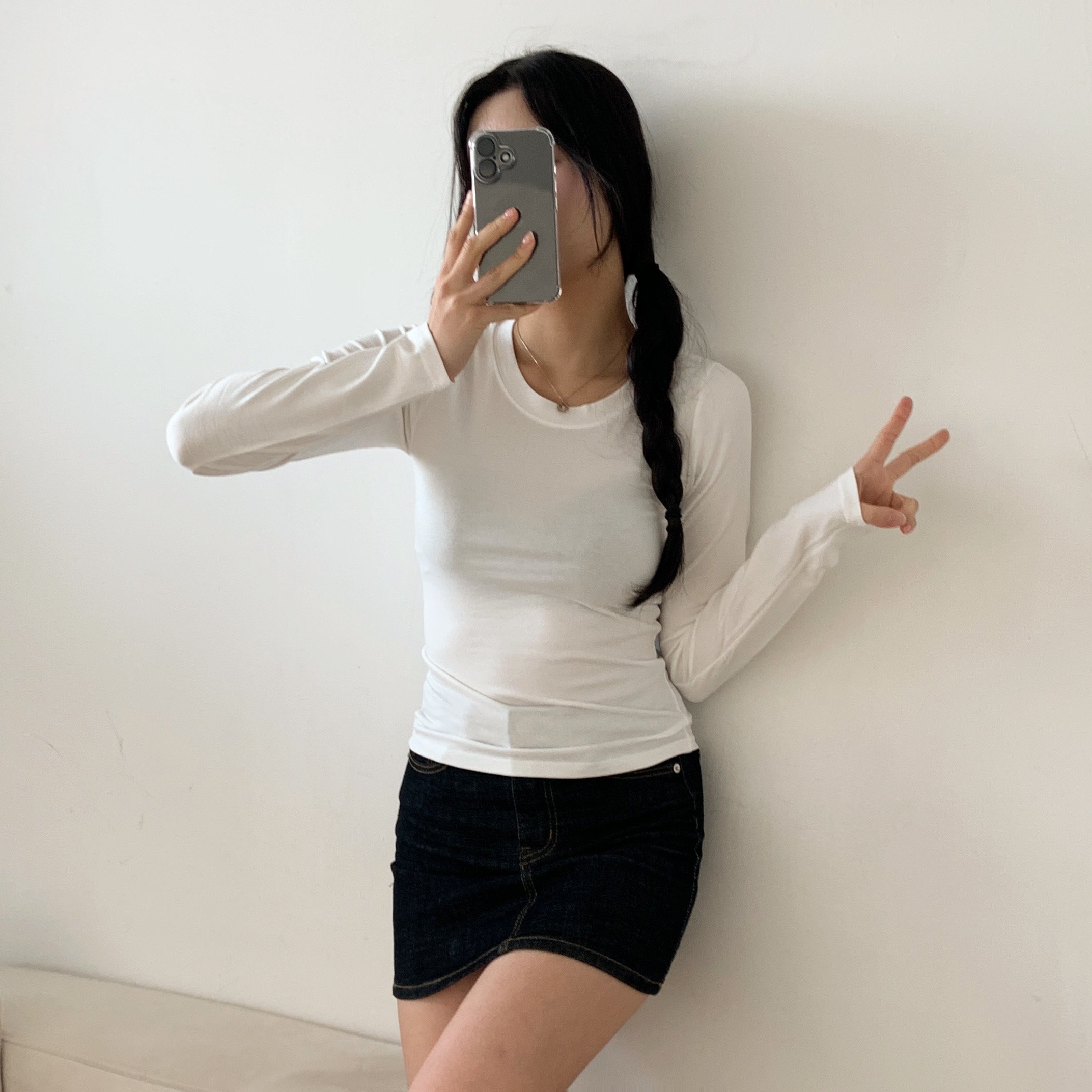 ラウンドネックスリム長袖Tシャツ | 詳細画像5