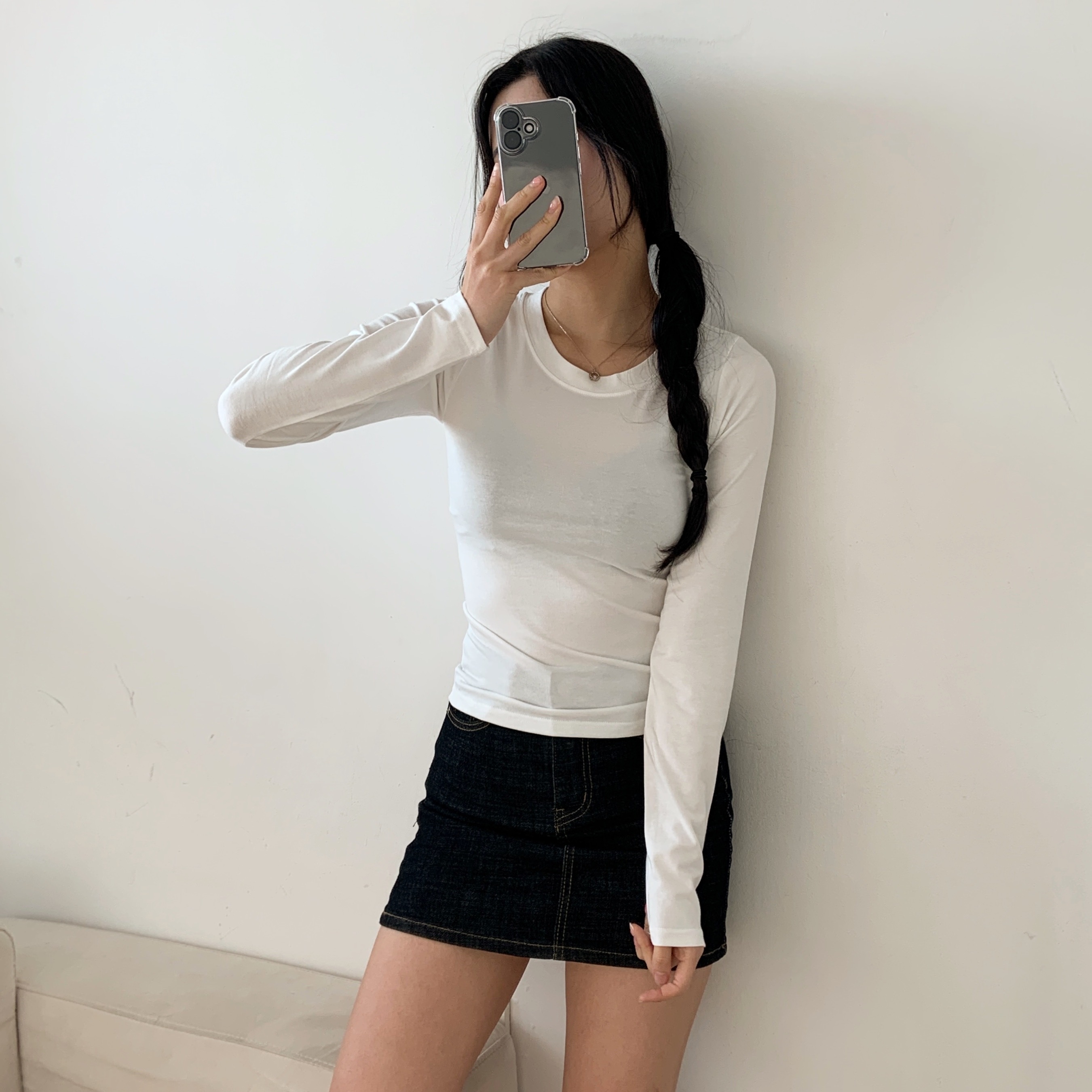 ラウンドネックスリム長袖Tシャツ | 詳細画像6