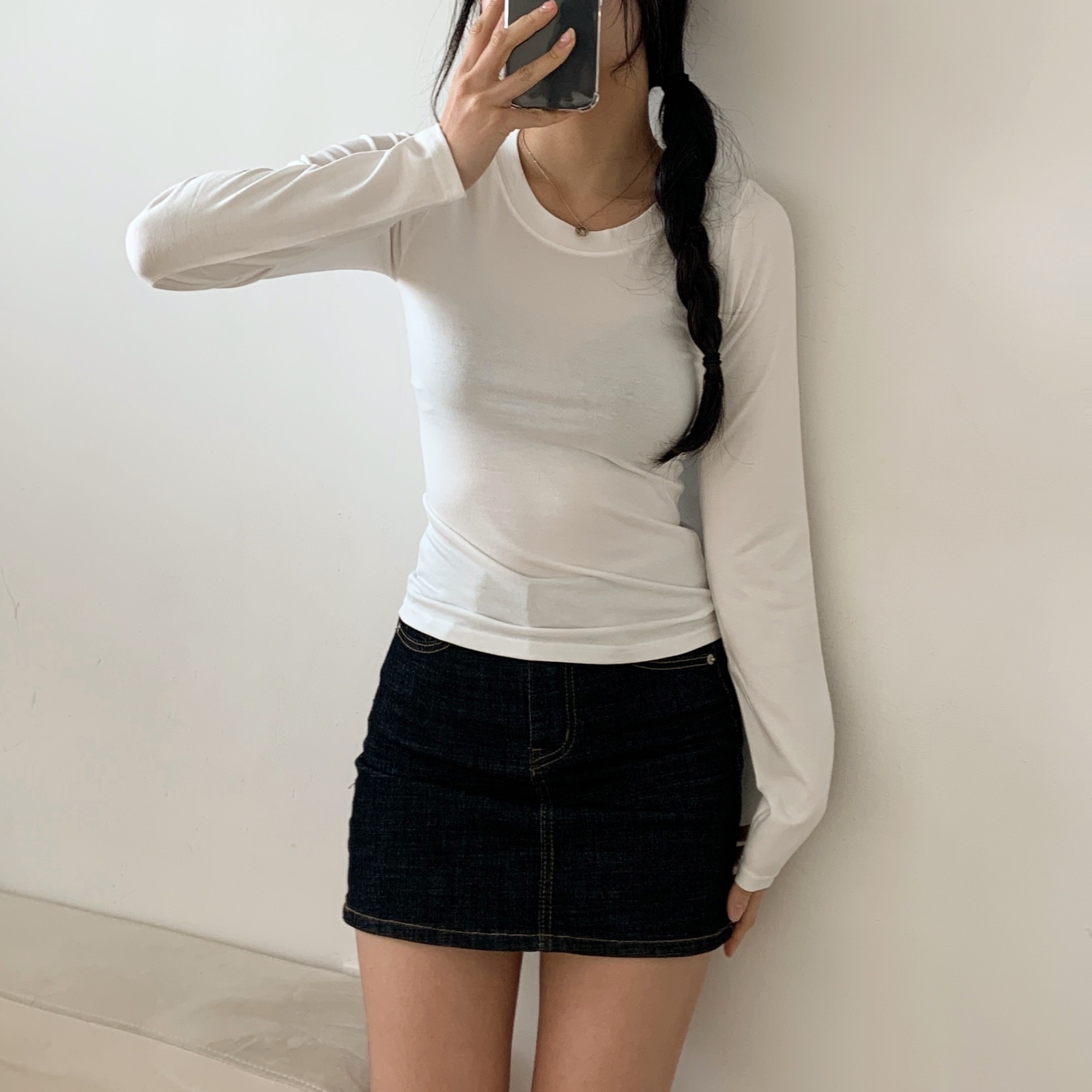ラウンドネックスリム長袖Tシャツ | 詳細画像4