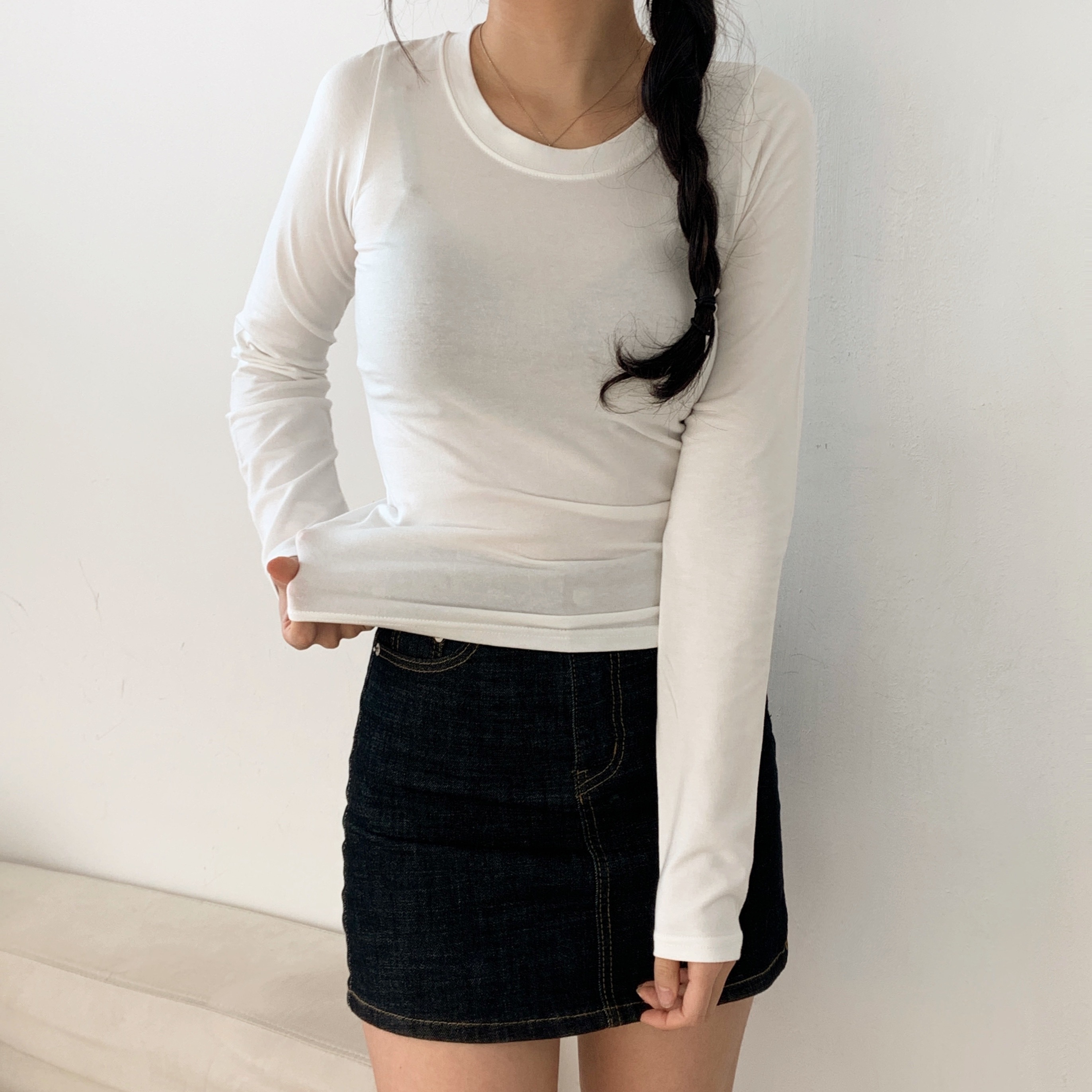 ラウンドネックスリム長袖Tシャツ | 詳細画像12