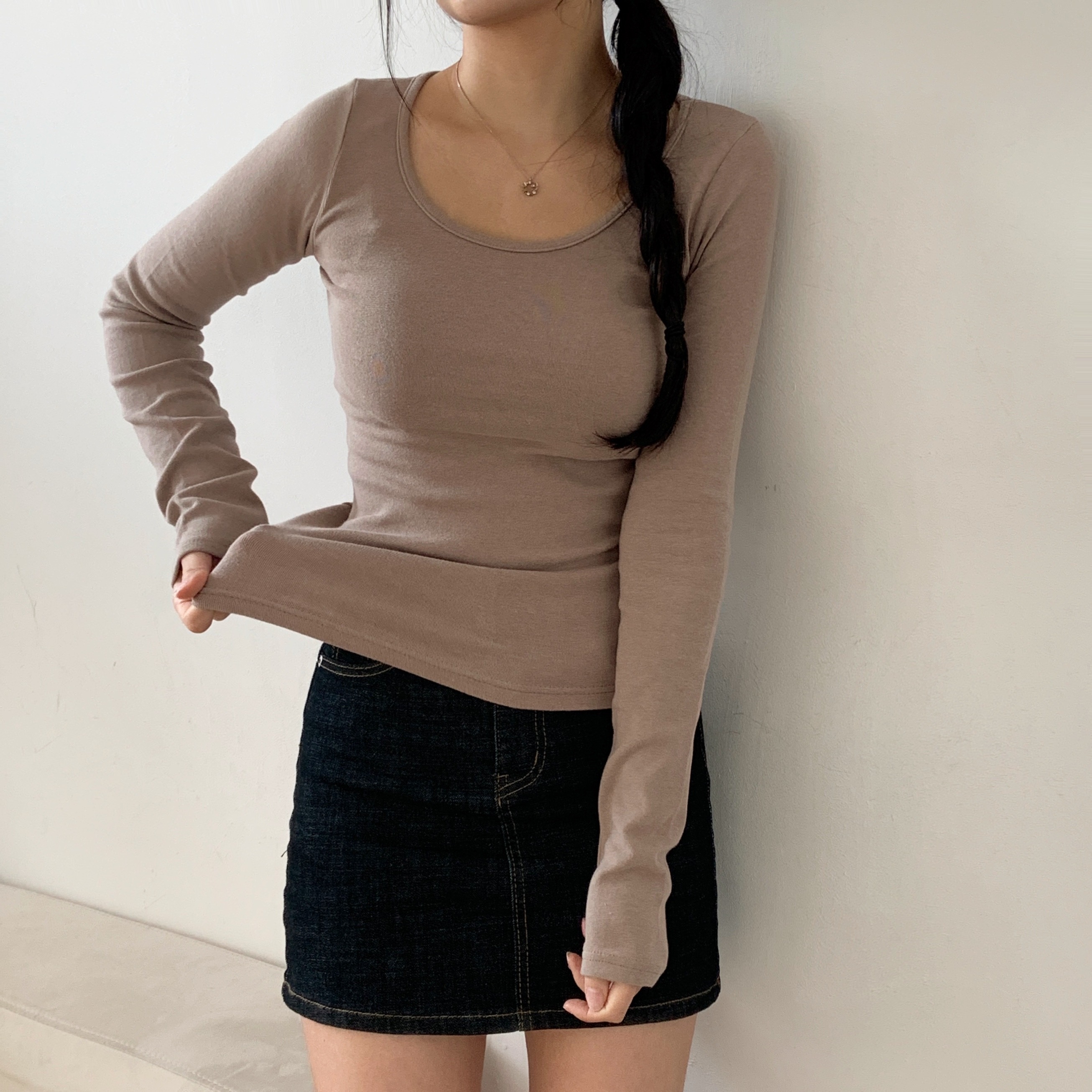 ワイドネックスリムクロップドTシャツ | 詳細画像7