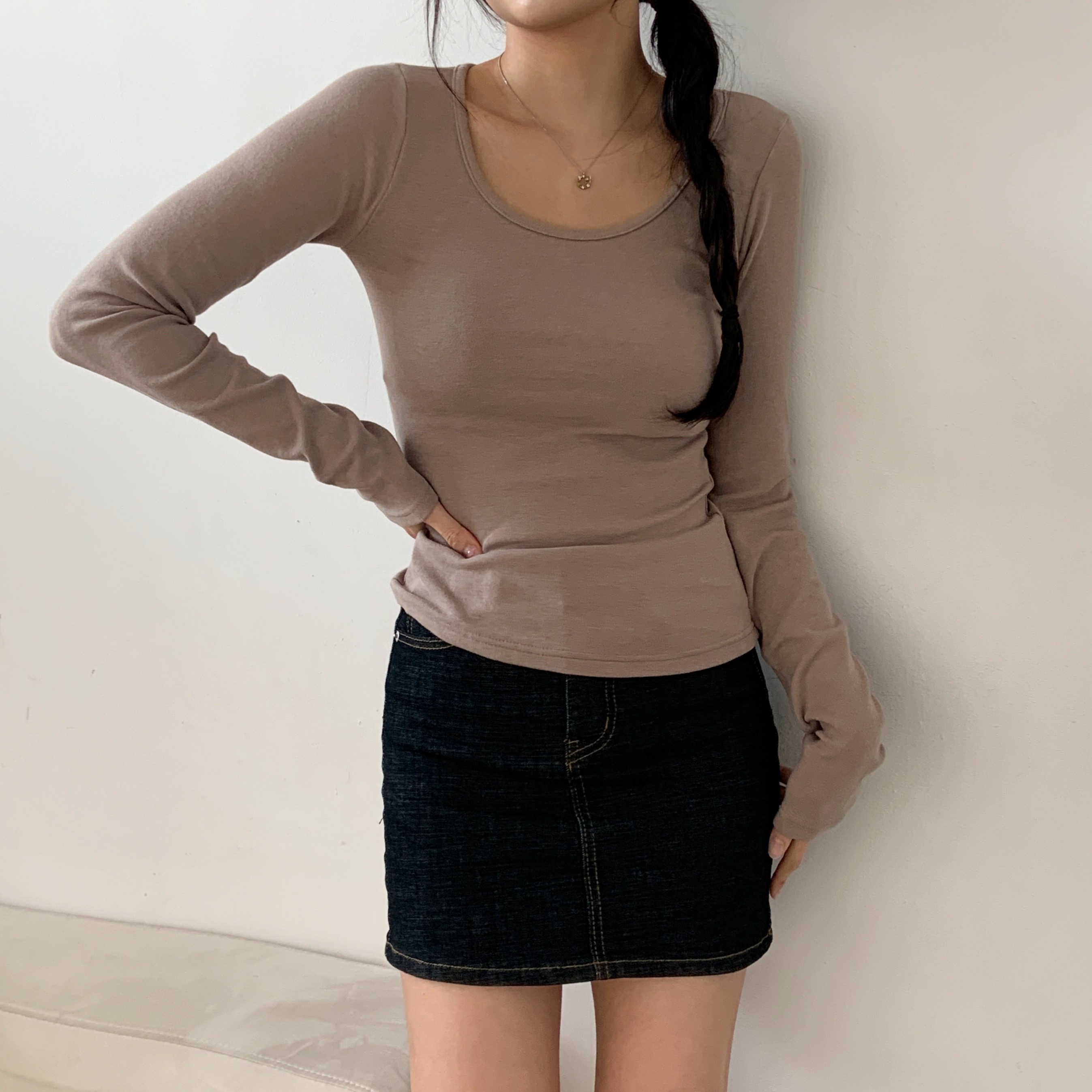 ワイドネックスリムクロップドTシャツ | 詳細画像3