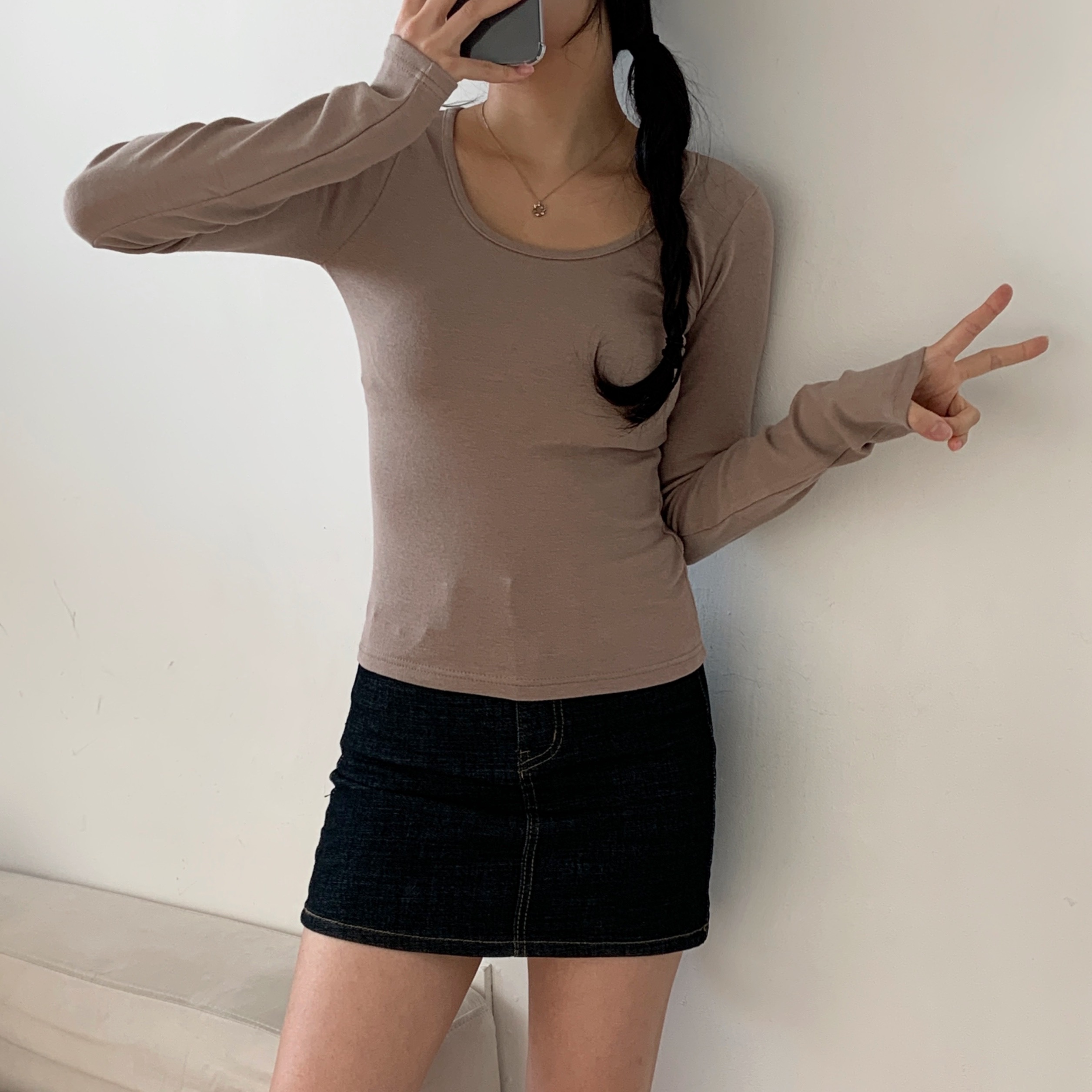 ワイドネックスリムクロップドTシャツ | 詳細画像4