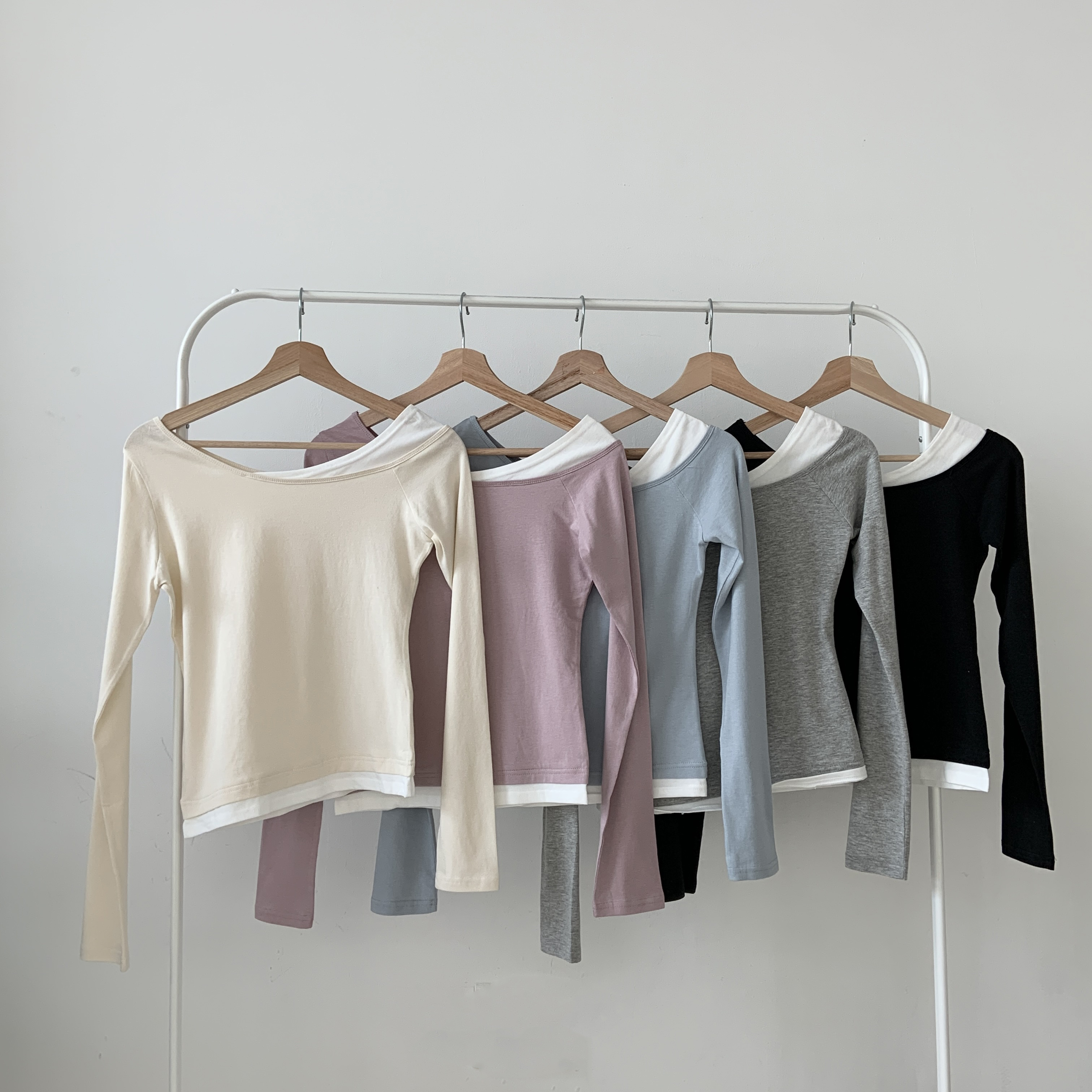 モダール混配色ワンショルダーTシャツ | 詳細画像15