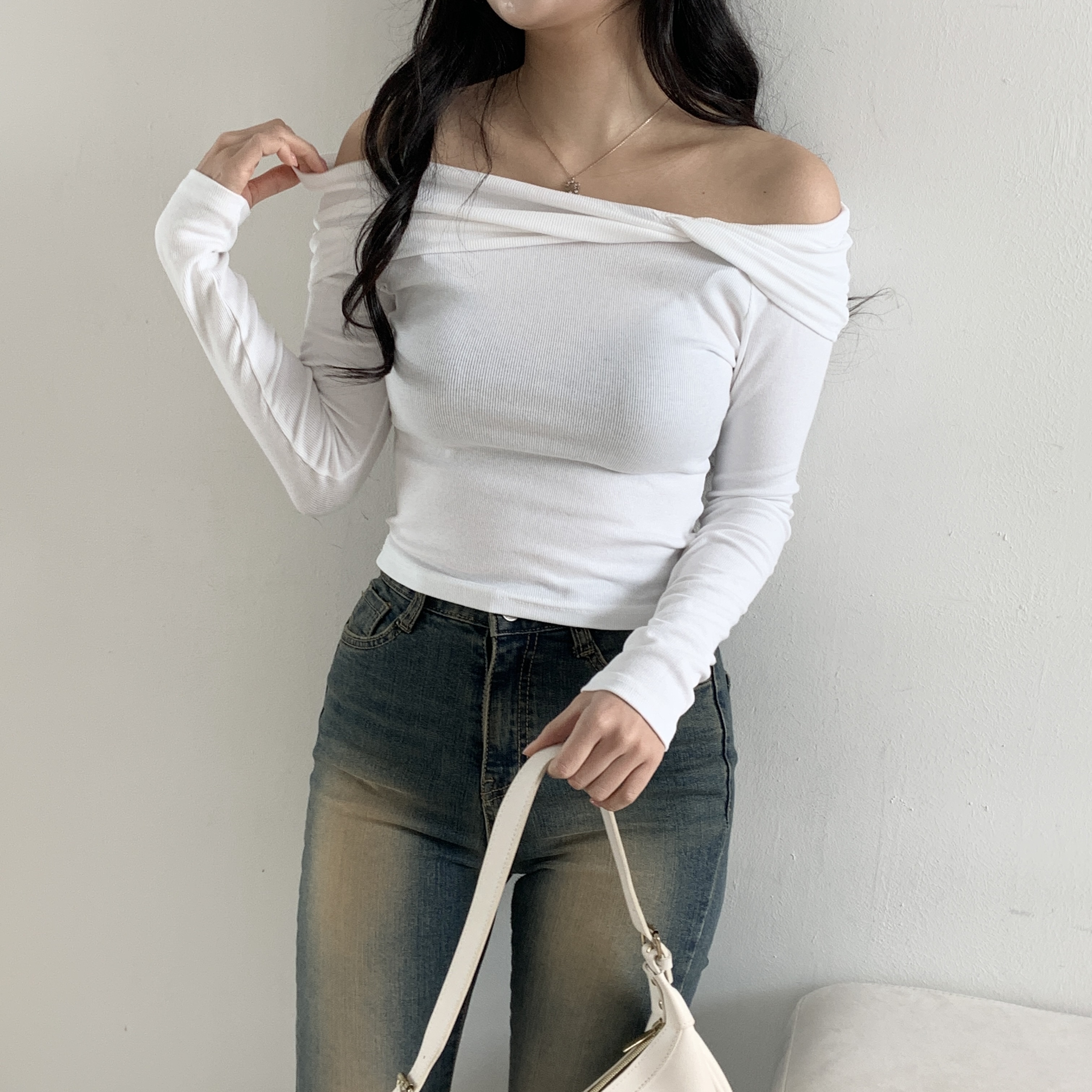 ツイストオフショルダーリブTシャツ | 詳細画像7