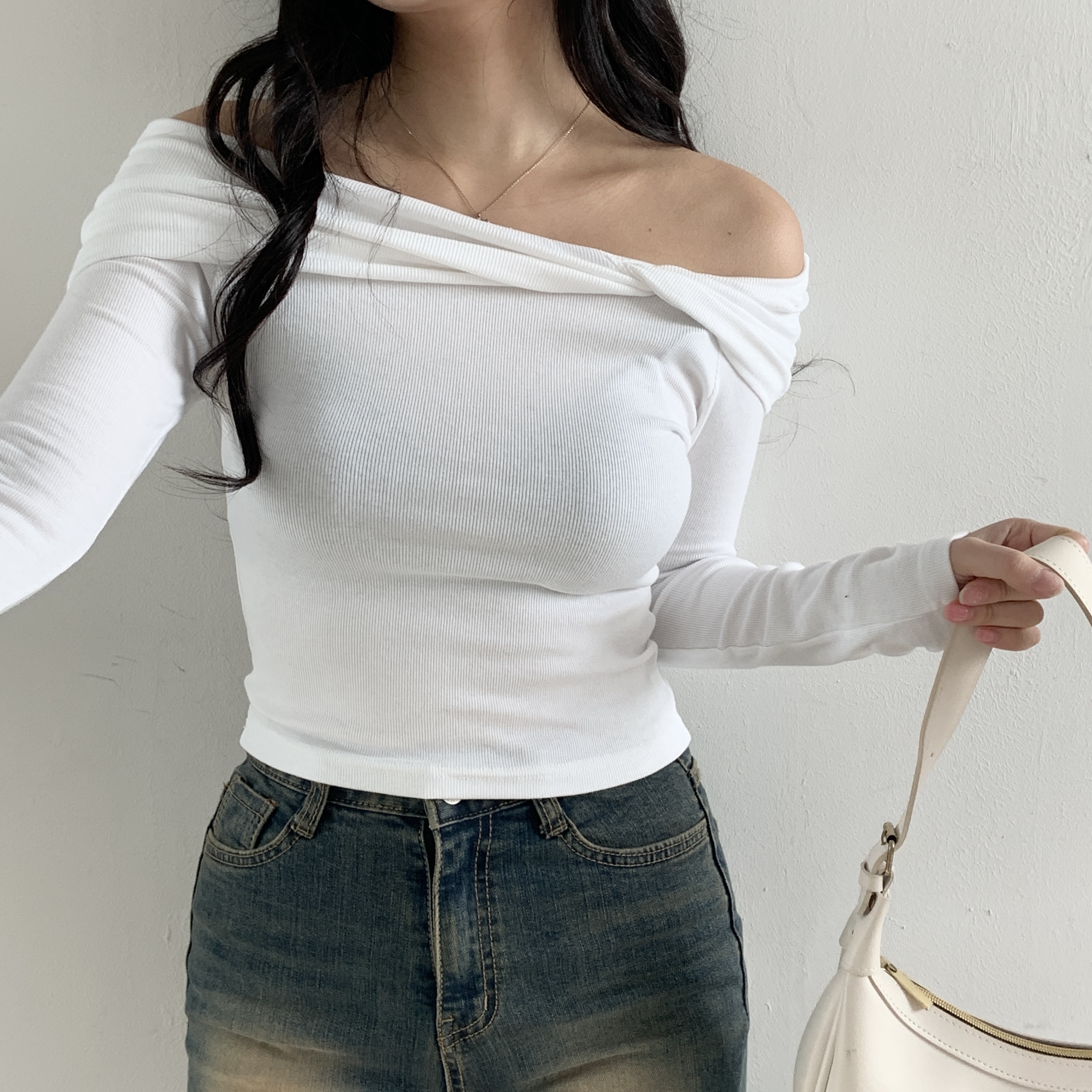 ツイストオフショルダーリブTシャツ | 詳細画像8